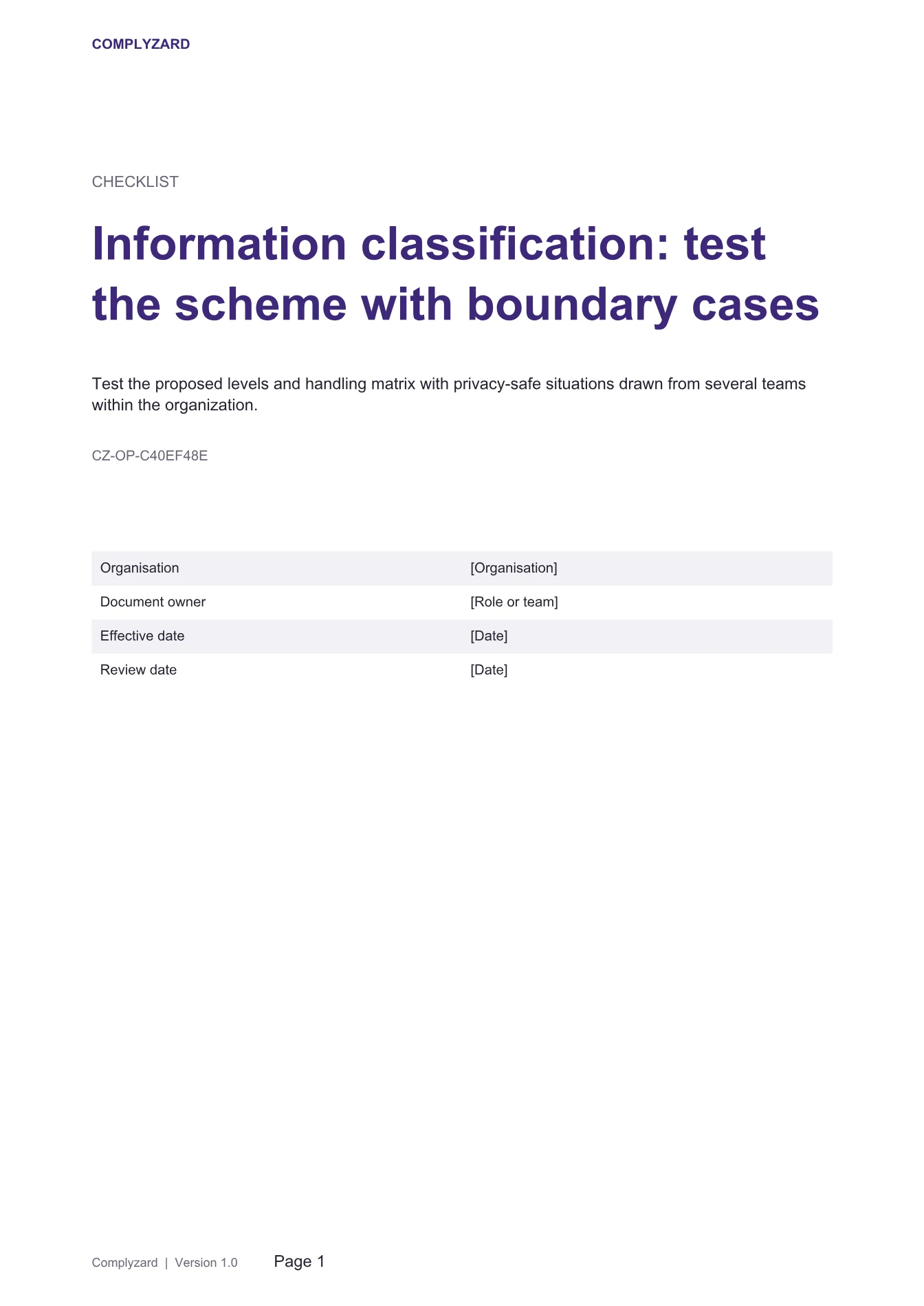 Cover of Information classification: test the scheme with boundary cases