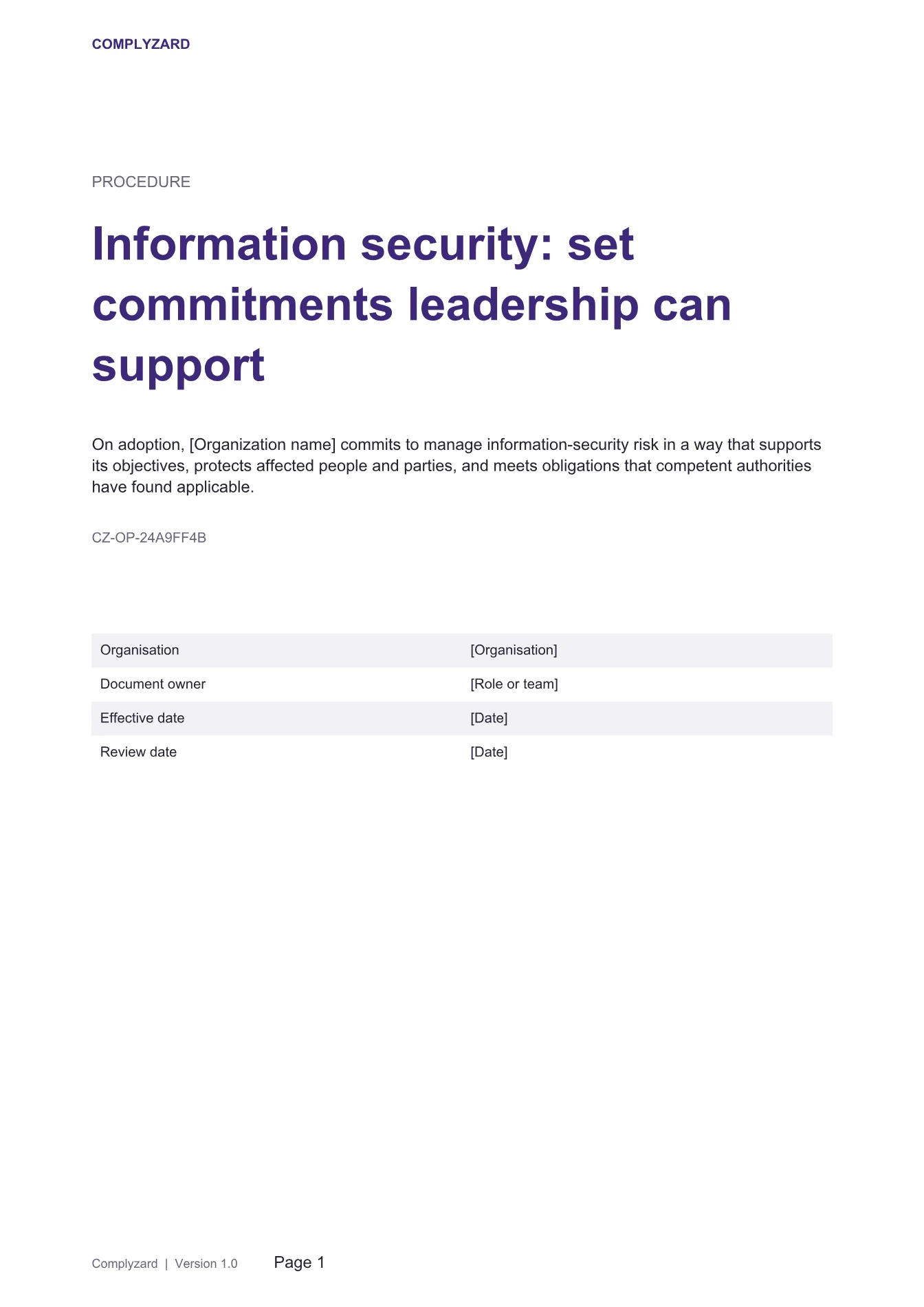 Cover of Information security: set commitments leadership can support