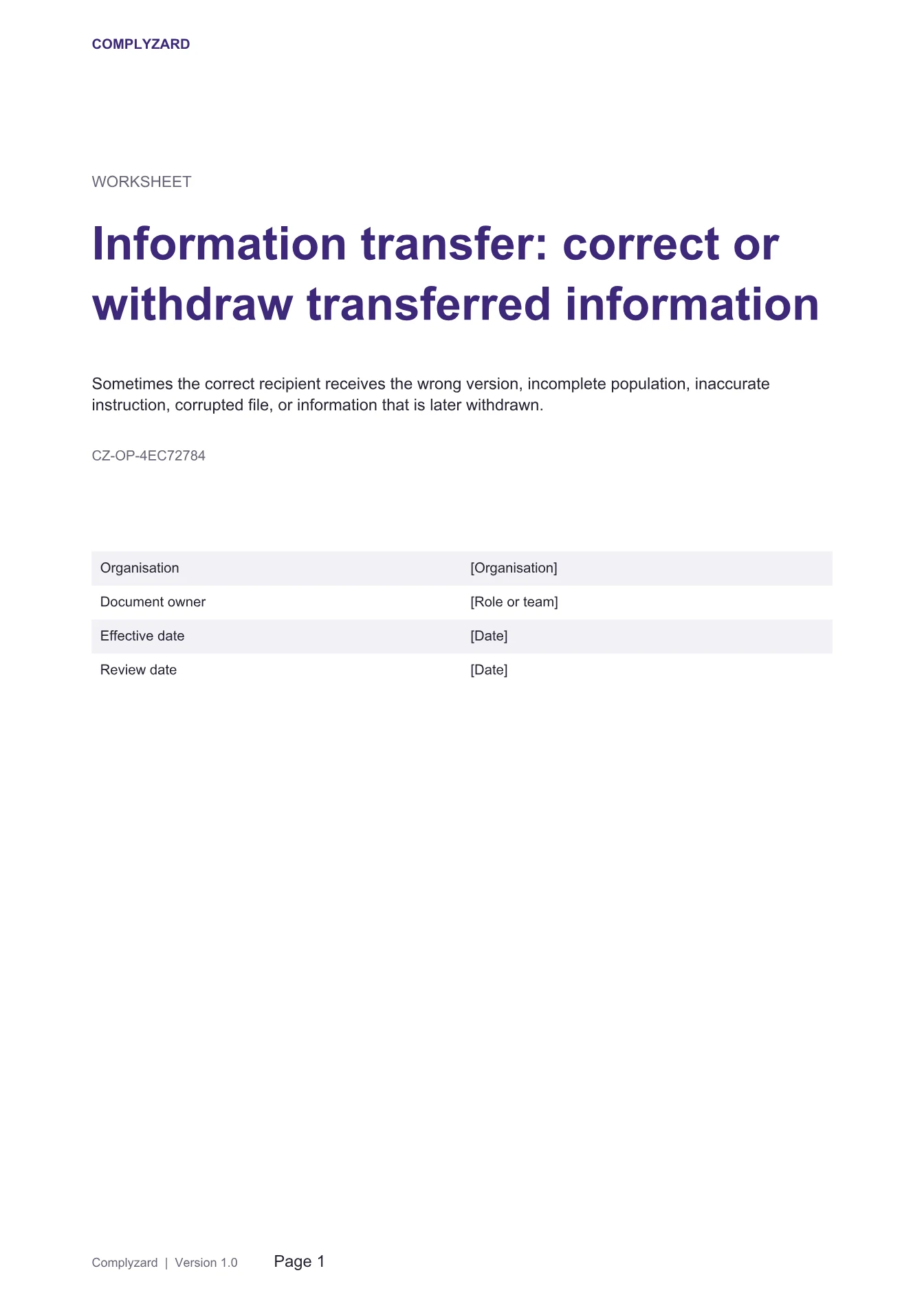 Cover of Information transfer: correct or withdraw transferred information