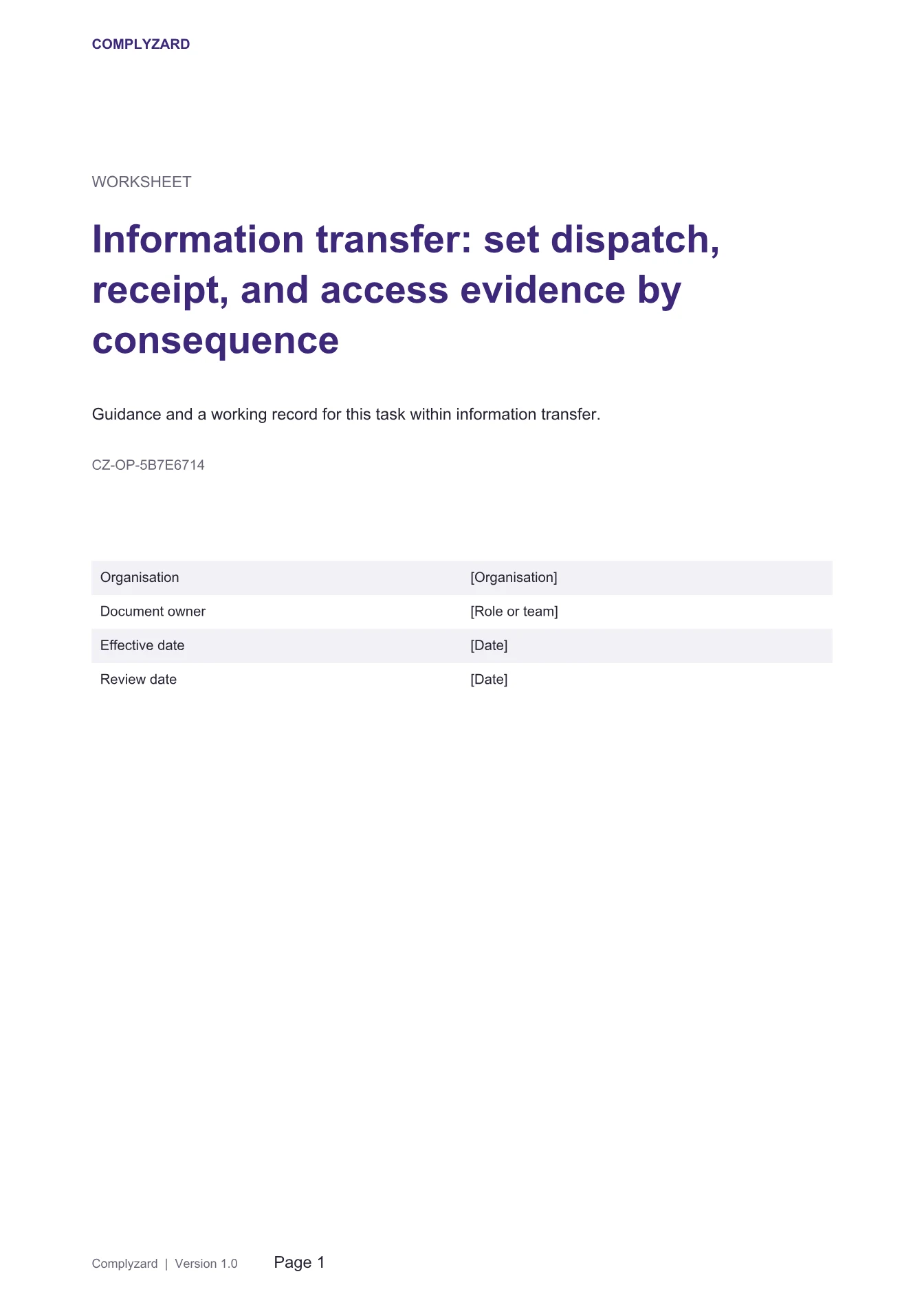 Cover of Information transfer: set dispatch, receipt, and access evidence by consequence