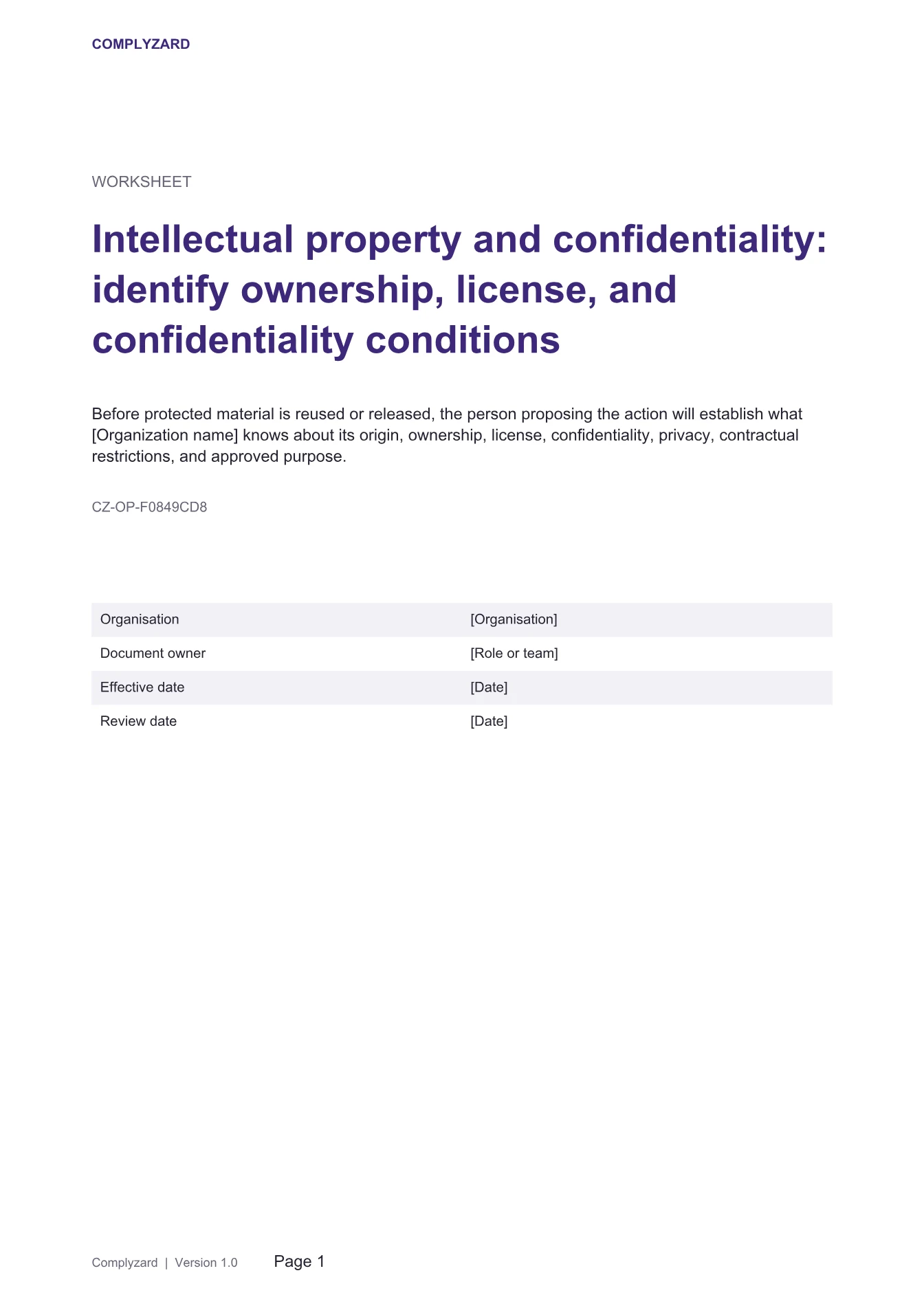 Cover of Intellectual property and confidentiality: identify ownership, license, and confidentiality conditions