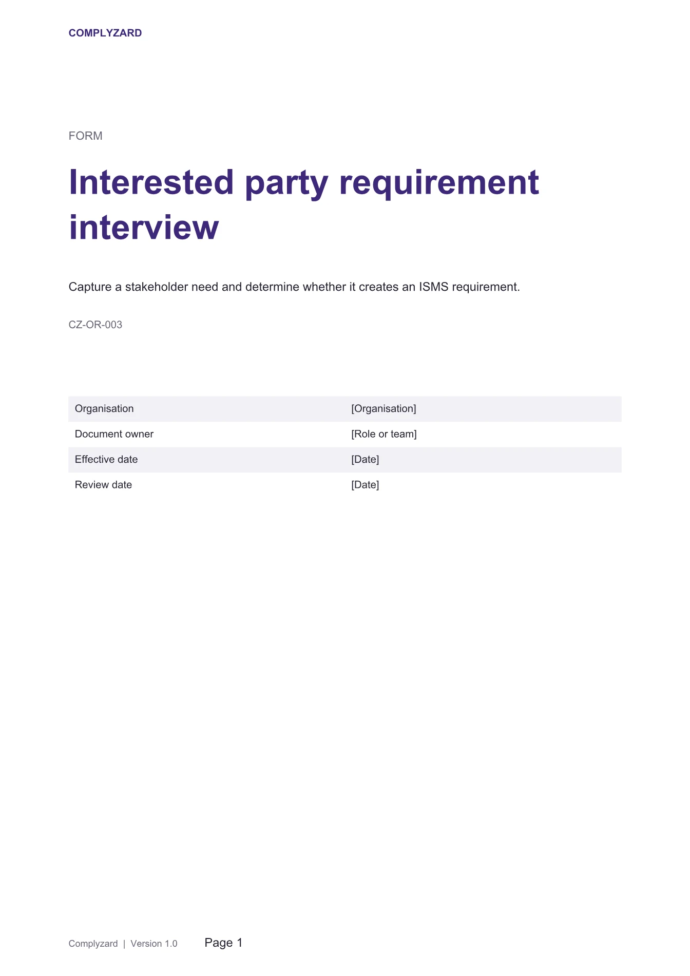 Cover of Interested party requirement interview