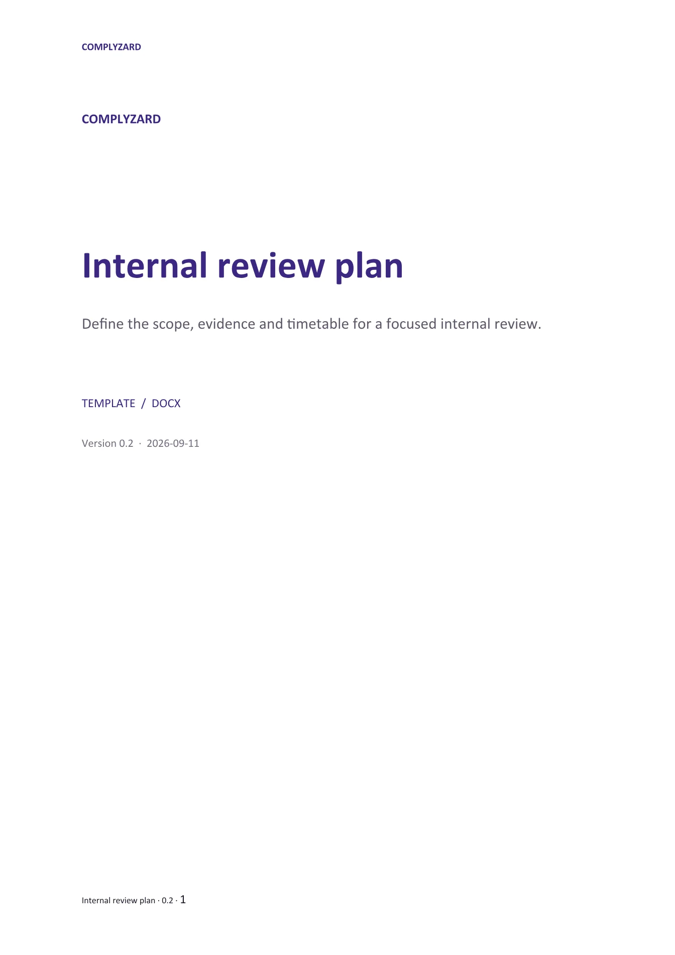 Cover of Internal review plan