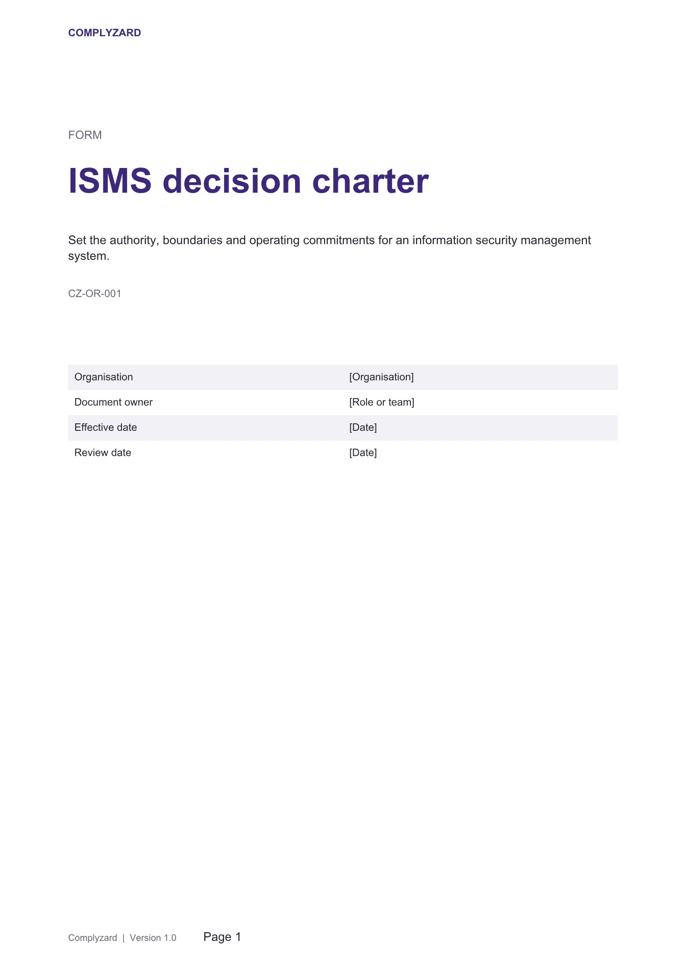 Cover of ISMS decision charter