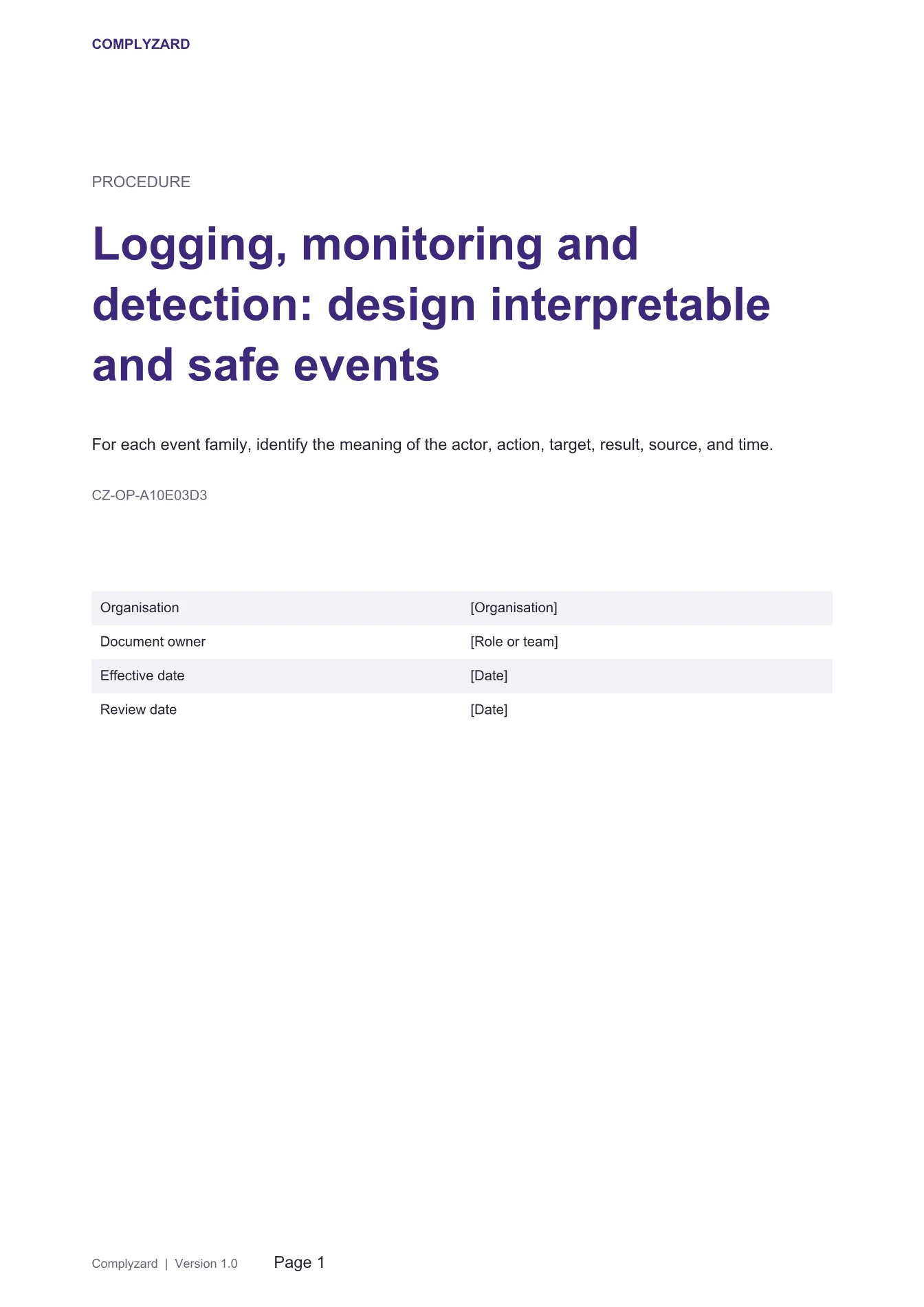 Cover of Logging, monitoring and detection: design interpretable and safe events