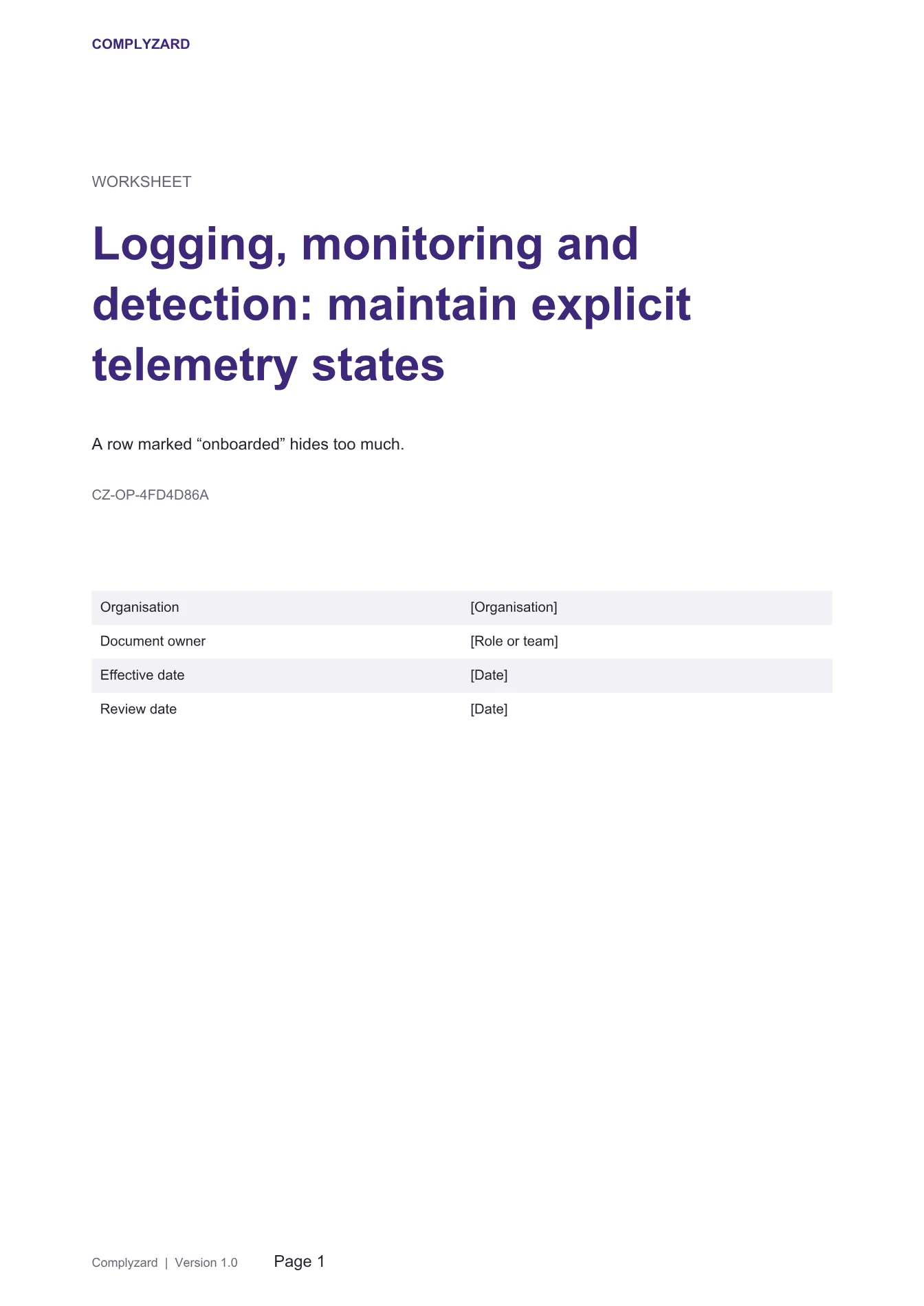 Cover of Logging, monitoring and detection: maintain explicit telemetry states