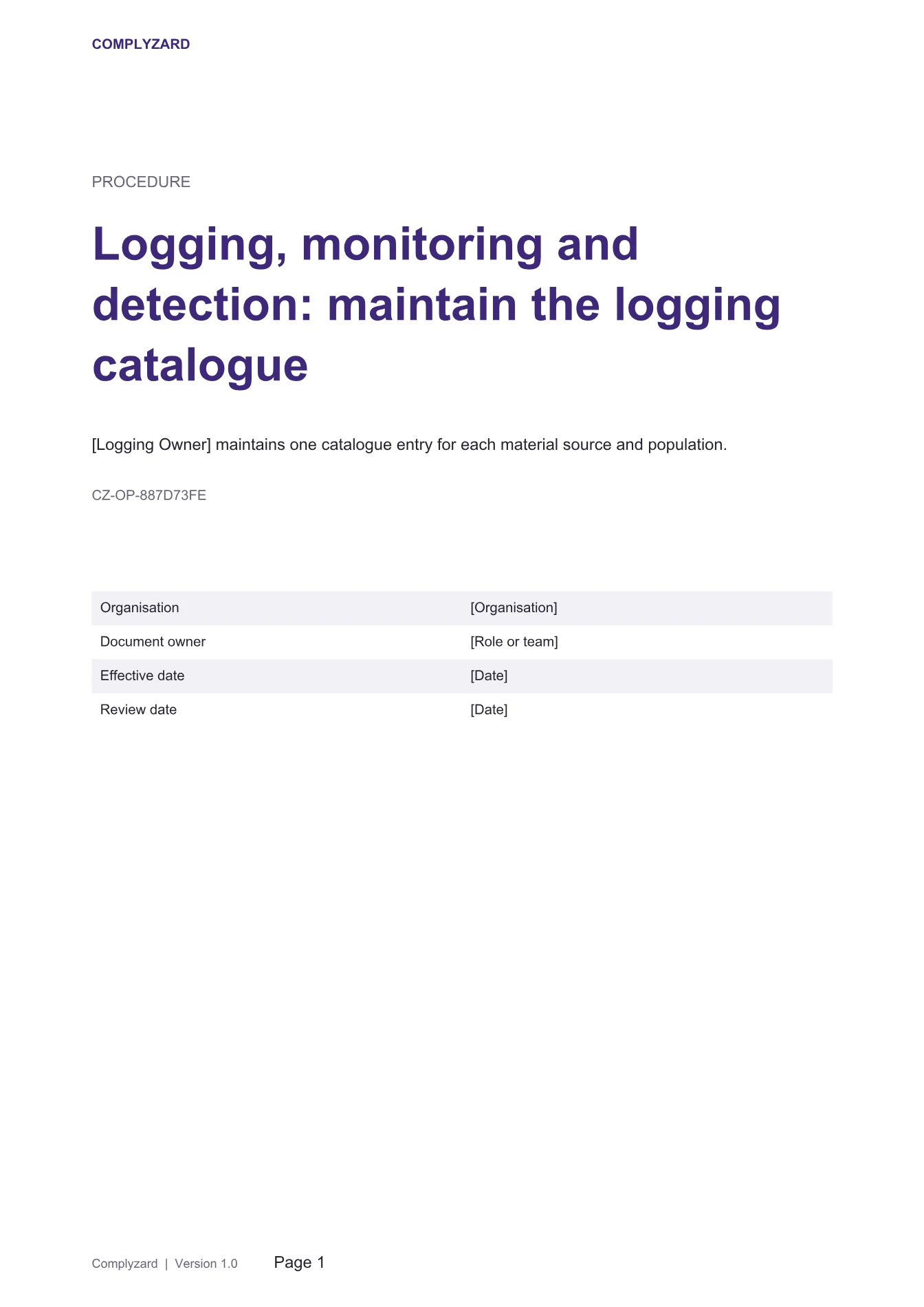 Cover of Logging, monitoring and detection: maintain the logging catalogue