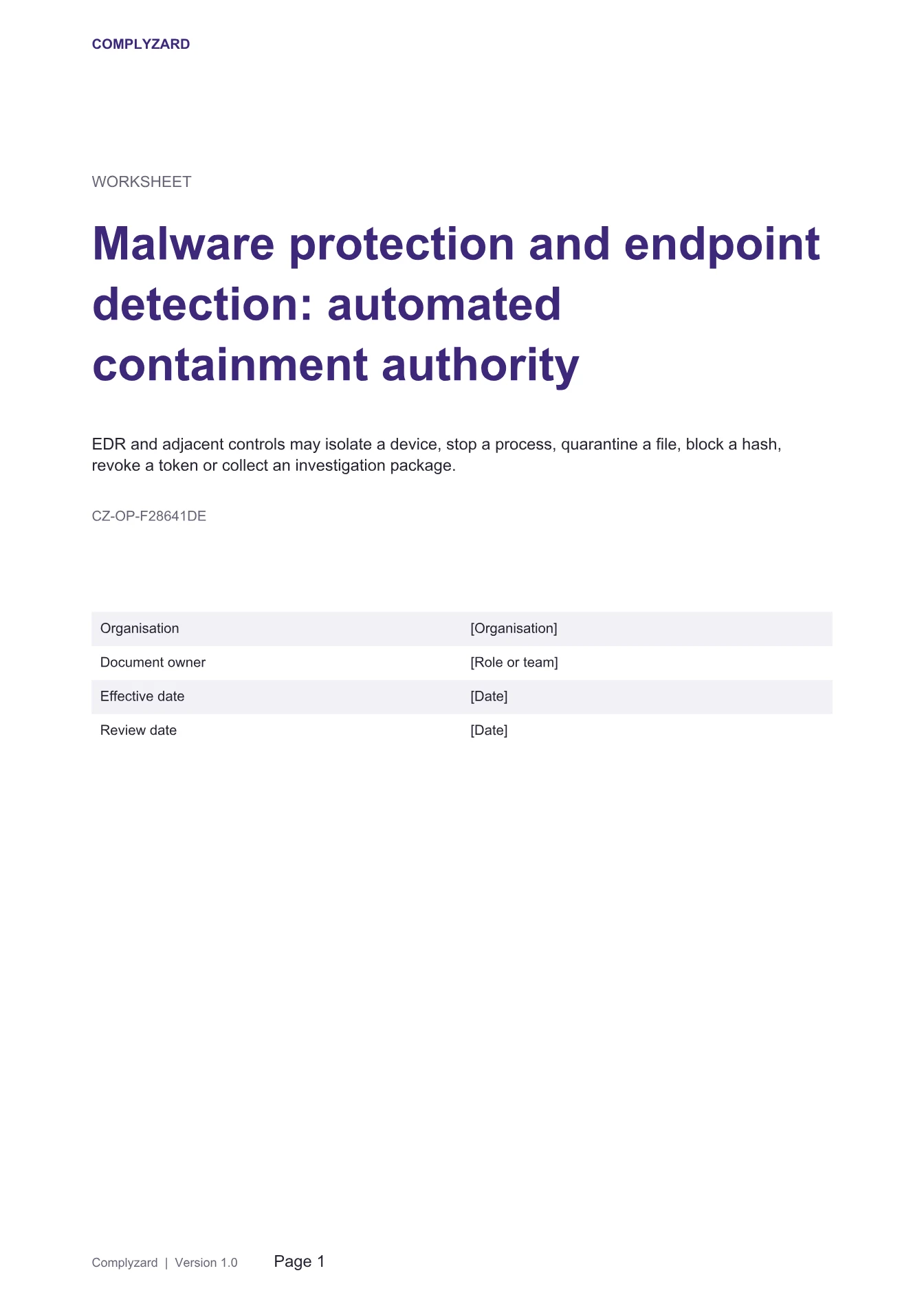 Cover of Malware protection and endpoint detection: automated containment authority