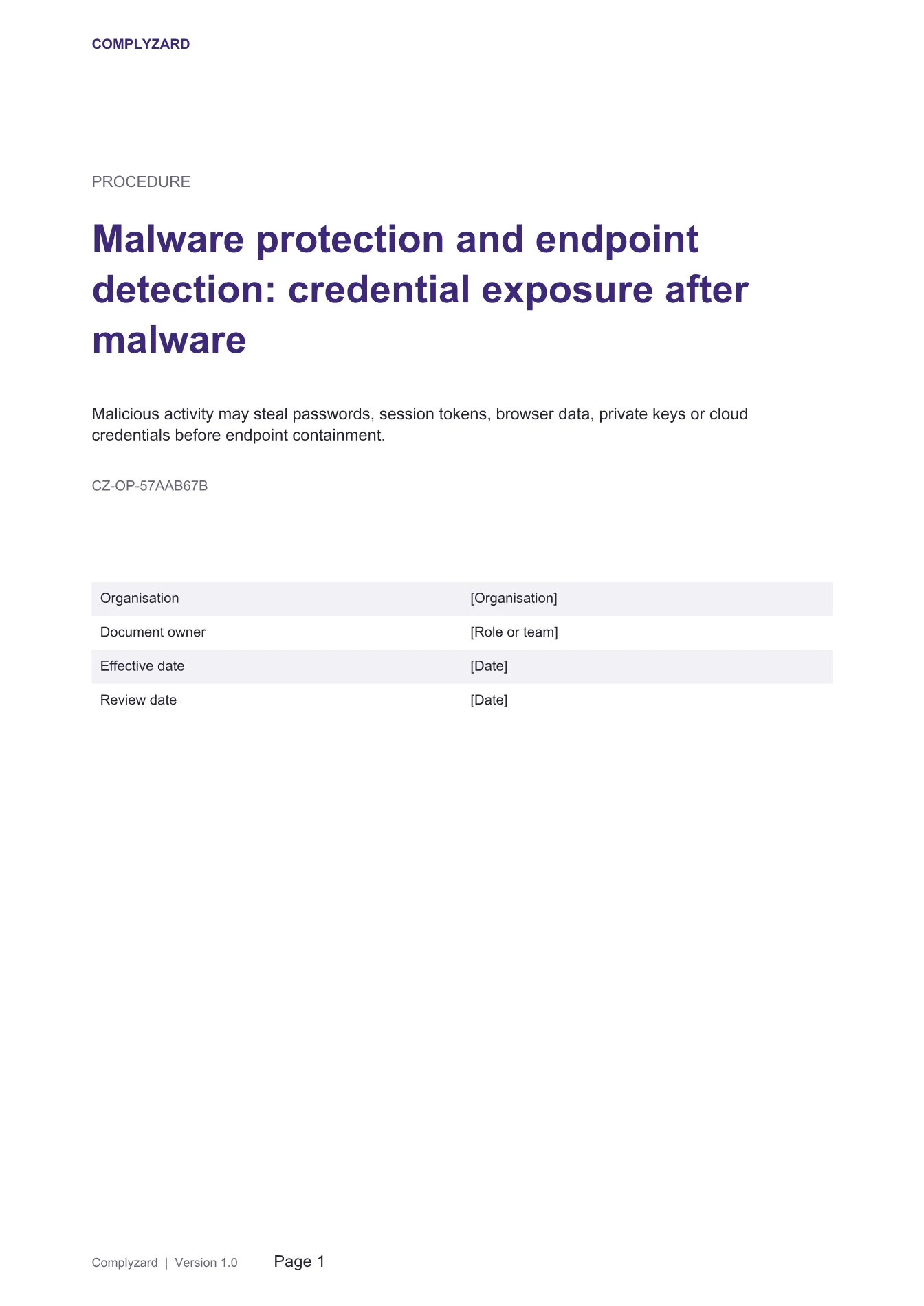 Cover of Malware protection and endpoint detection: credential exposure after malware
