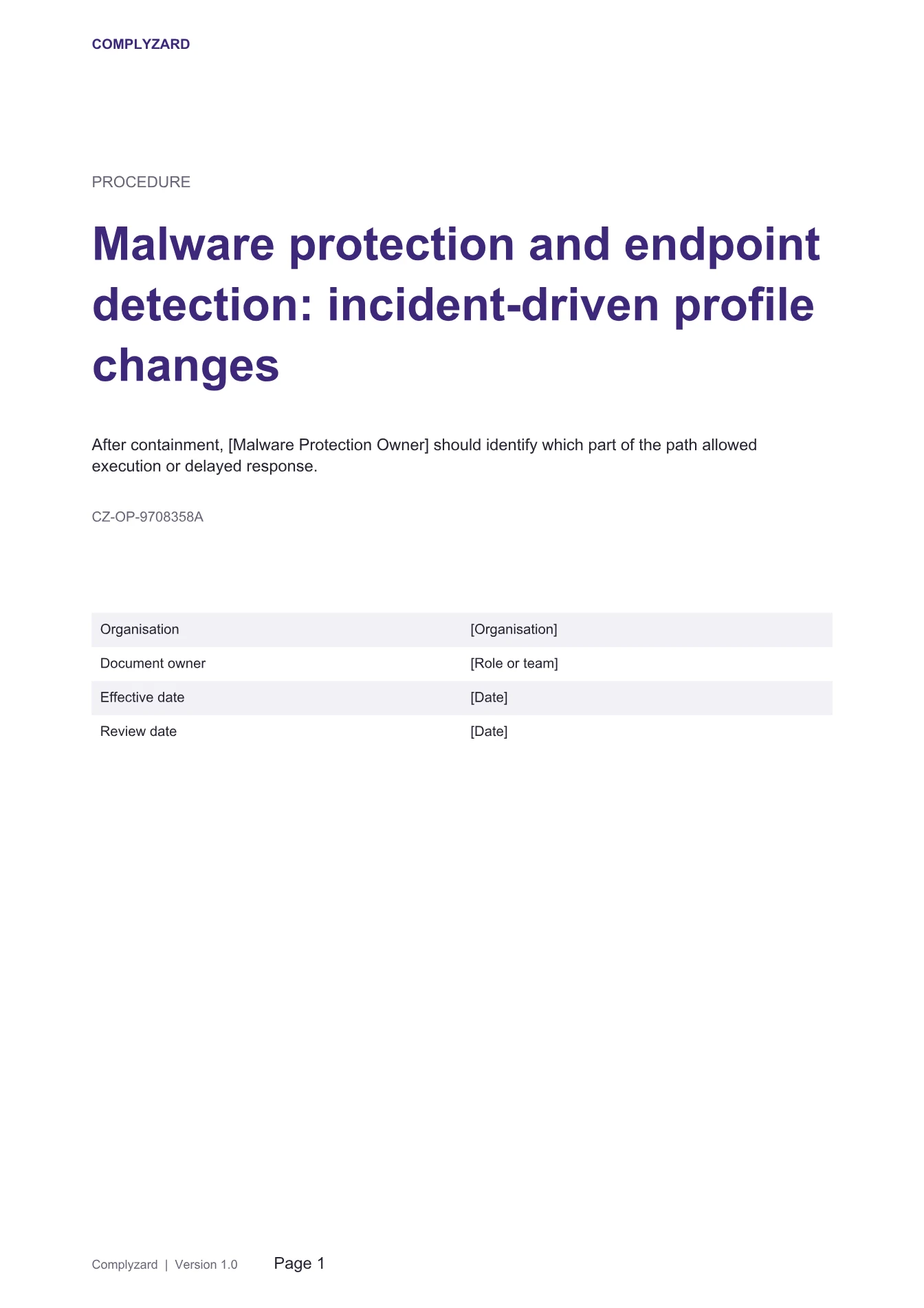 Cover of Malware protection and endpoint detection: incident-driven profile changes