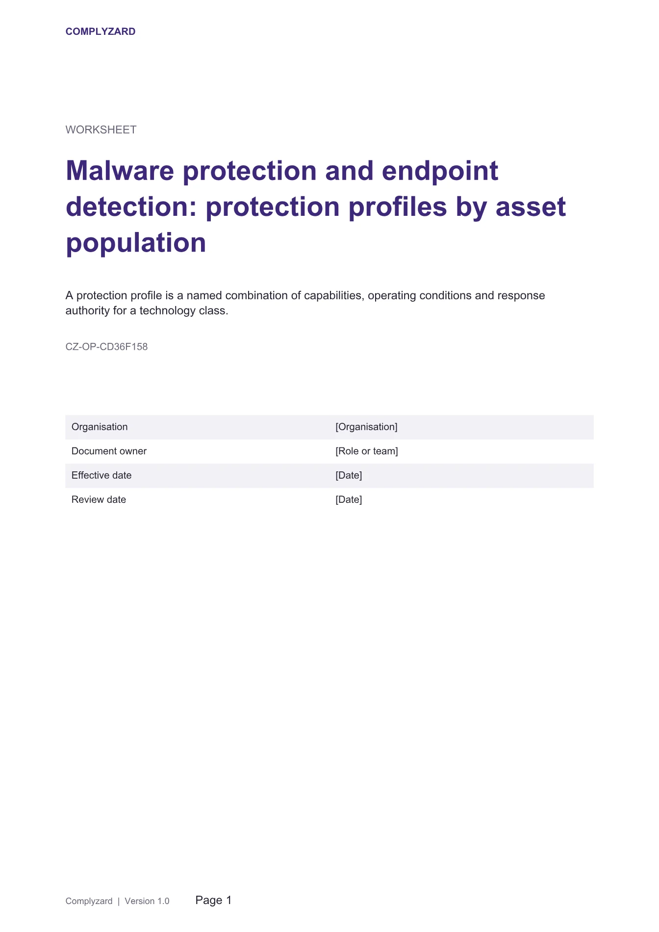 Cover of Malware protection and endpoint detection: protection profiles by asset population