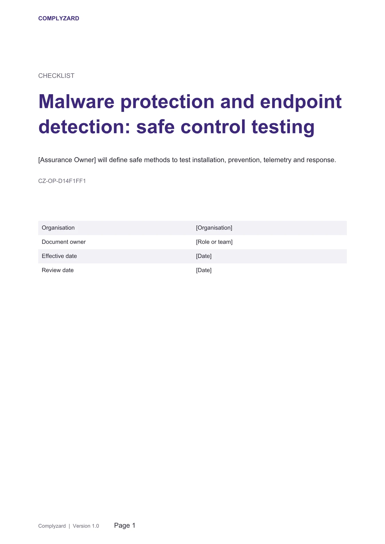 Cover of Malware protection and endpoint detection: safe control testing