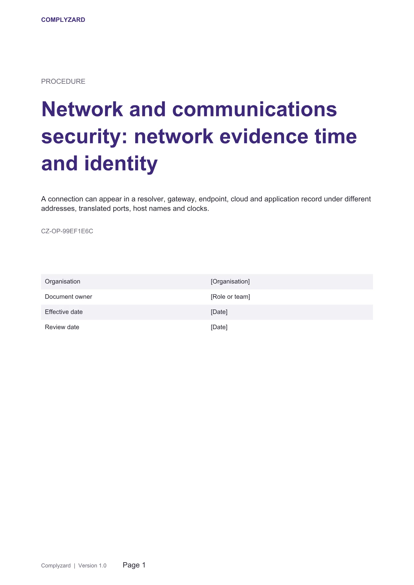 Cover of Network and communications security: network evidence time and identity