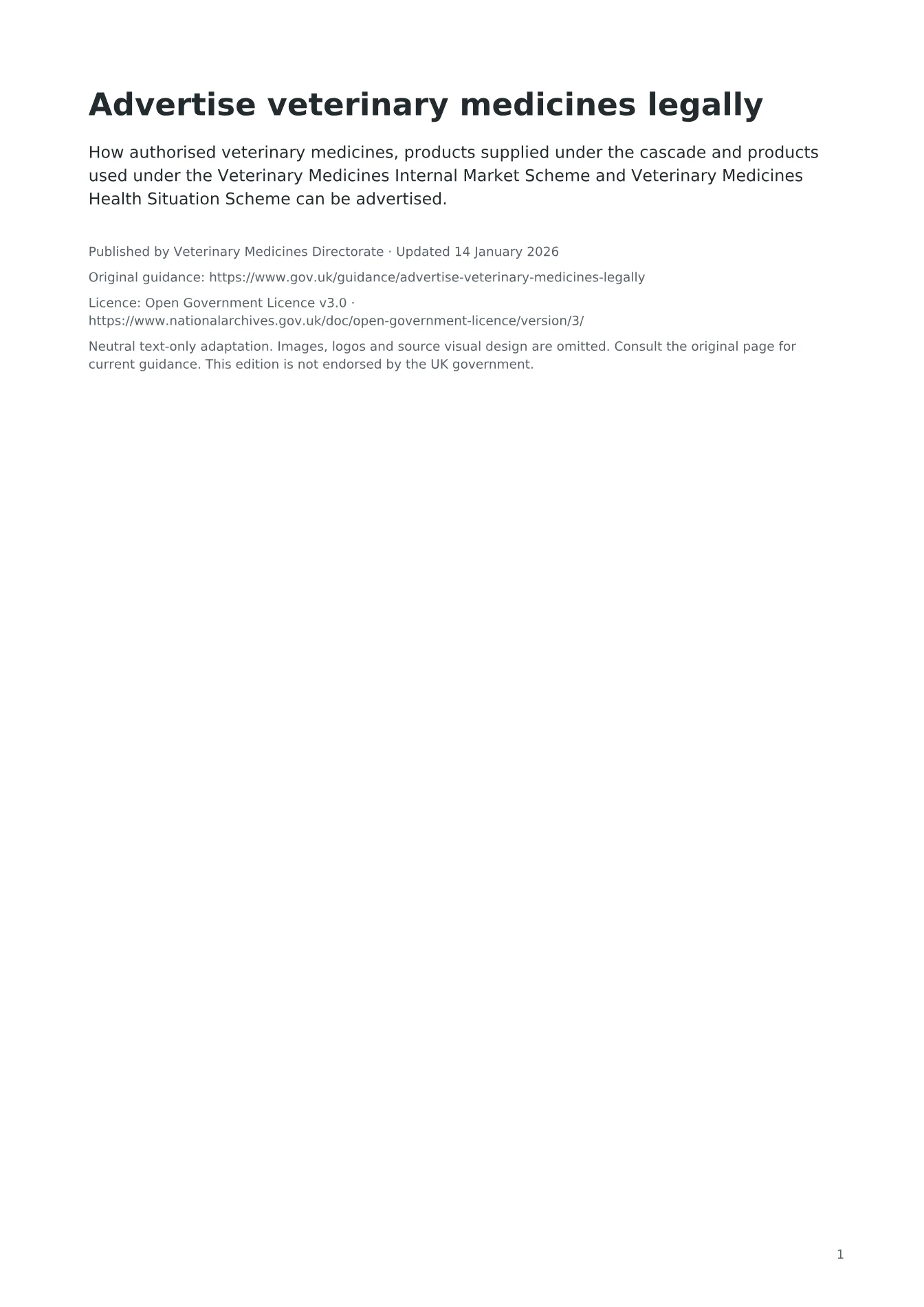 Cover of Advertise veterinary medicines legally