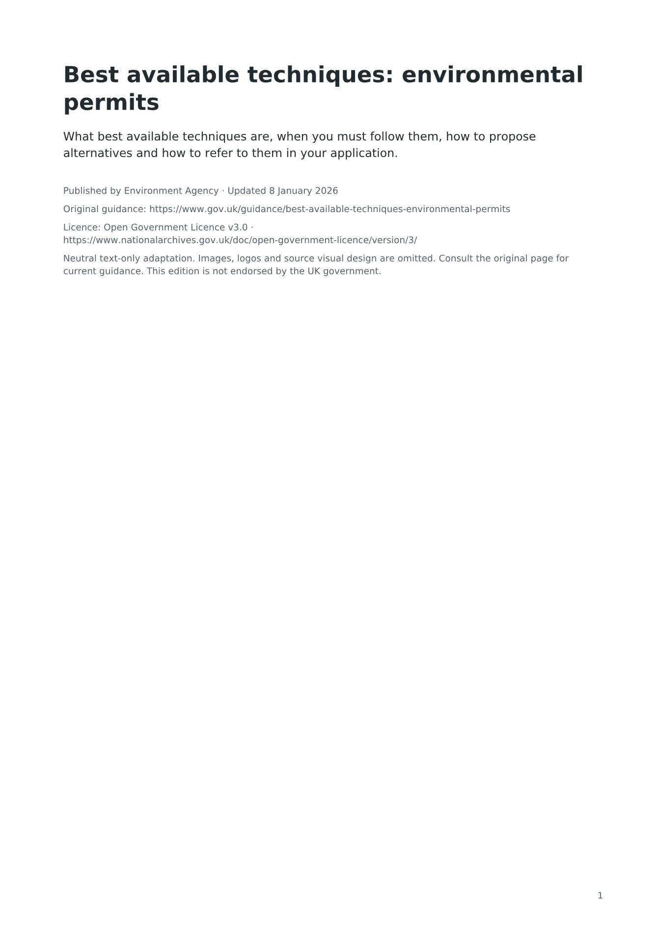 Cover of Best available techniques: environmental permits
