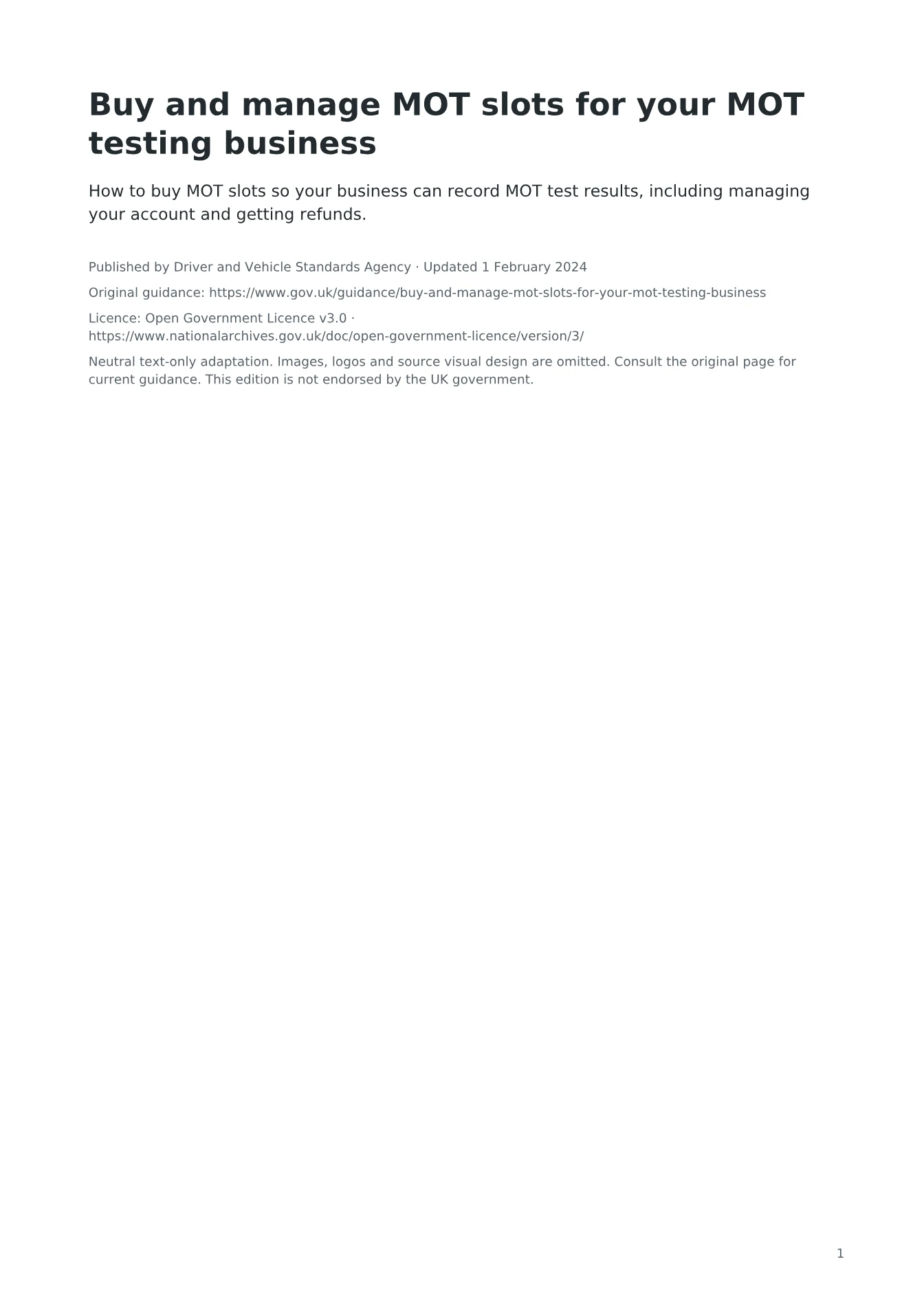 Cover of Buy and manage MOT slots for your MOT testing business