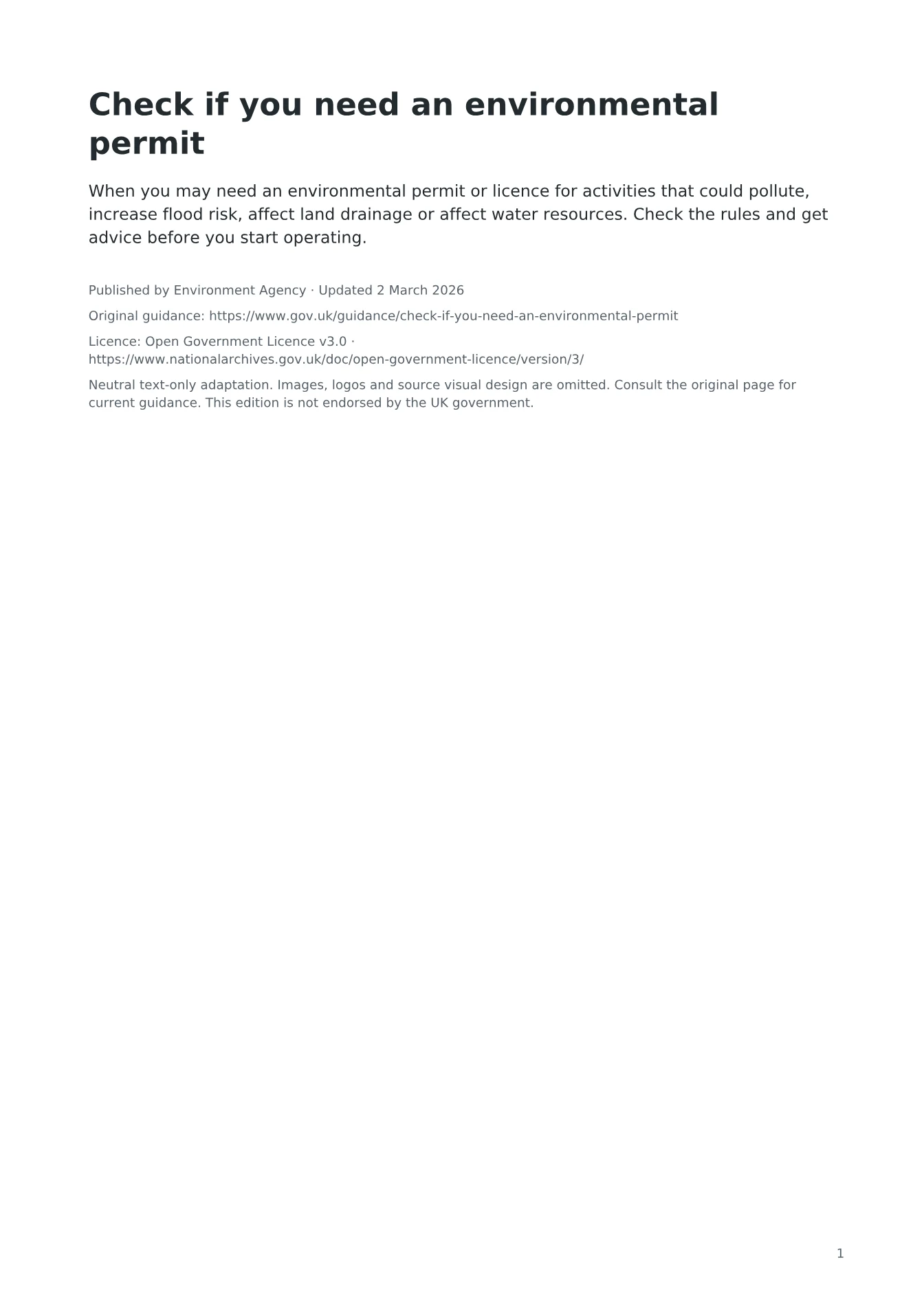 Cover of Check if you need an environmental permit