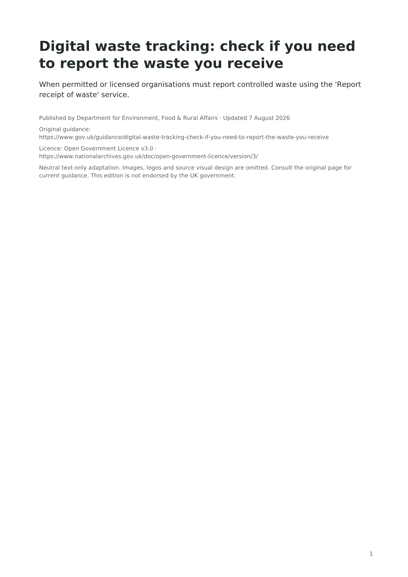Cover of Digital waste tracking: check if you need to report the waste you receive