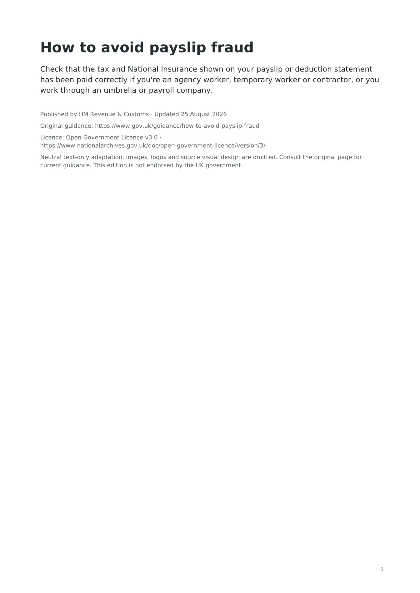 Cover of How to avoid payslip fraud