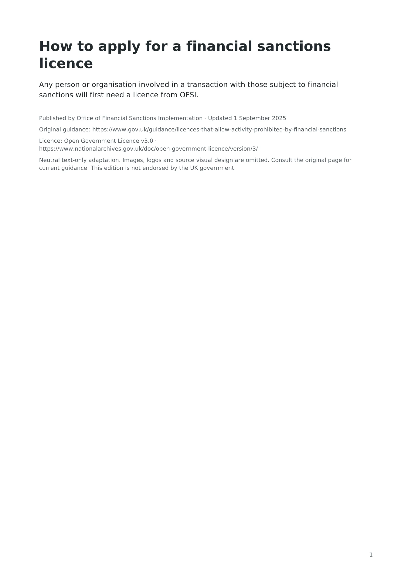 Cover of How to apply for a financial sanctions licence