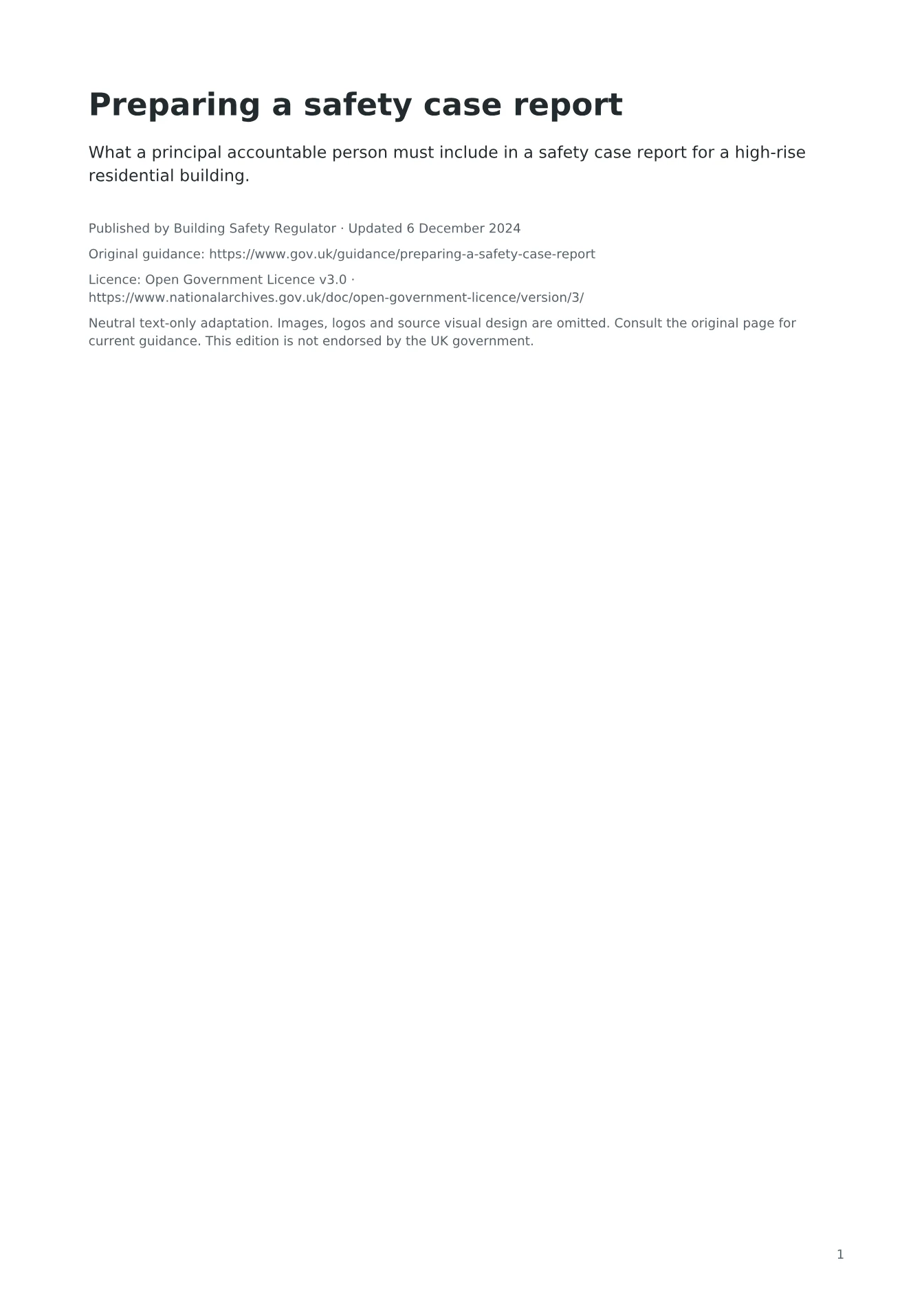 Cover of Preparing a safety case report