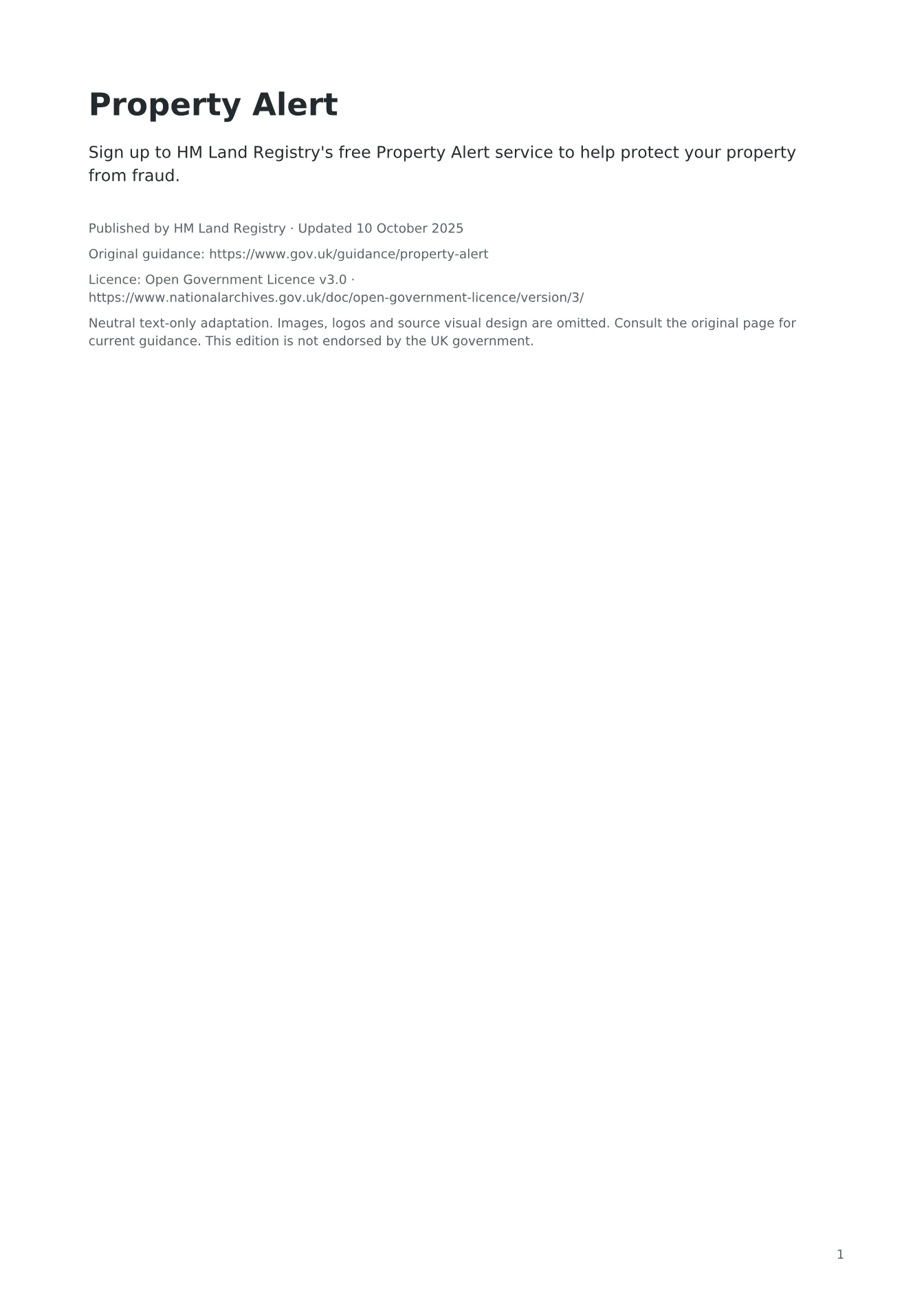 Cover of Property Alert
