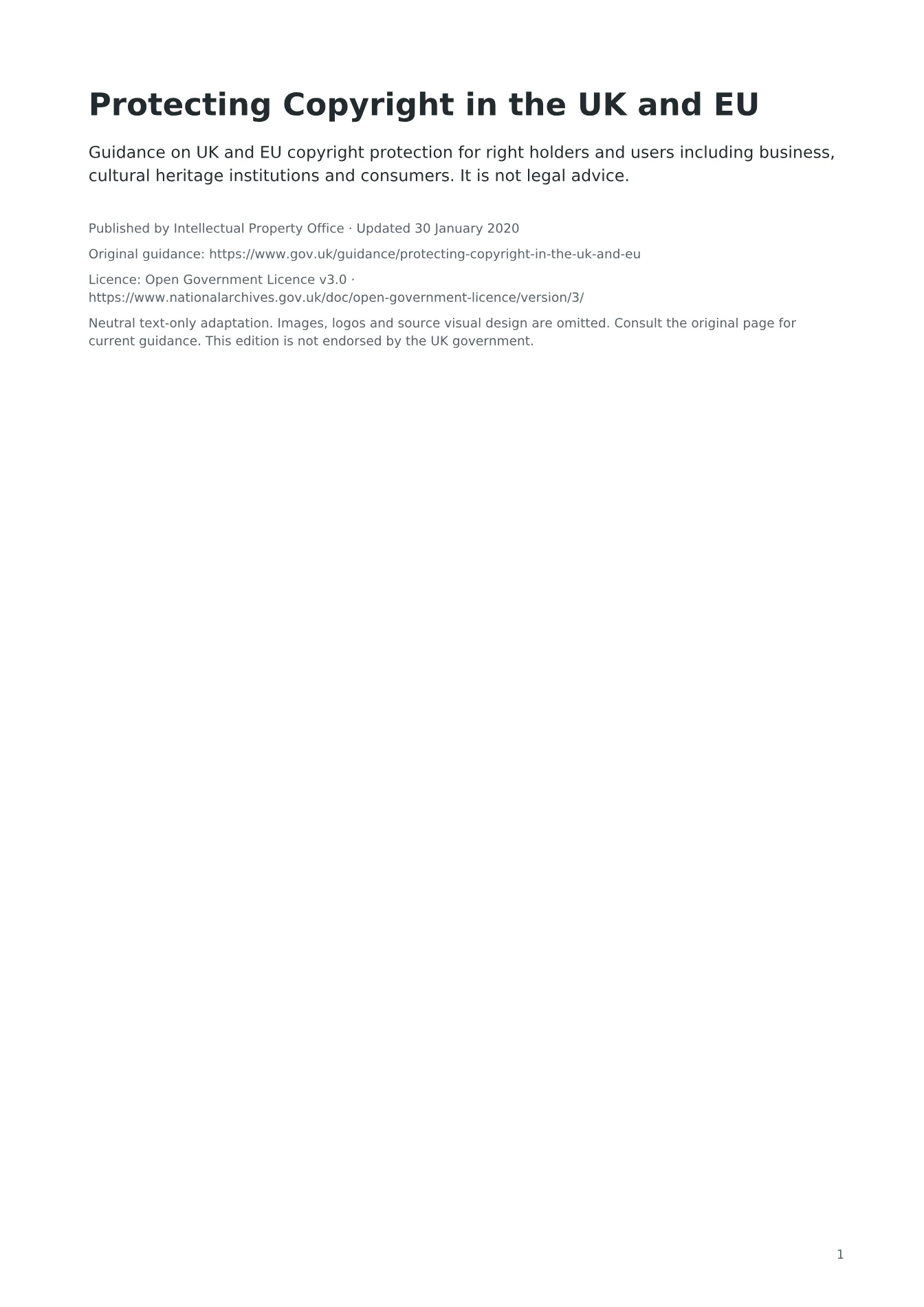Cover of Protecting Copyright in the UK and EU