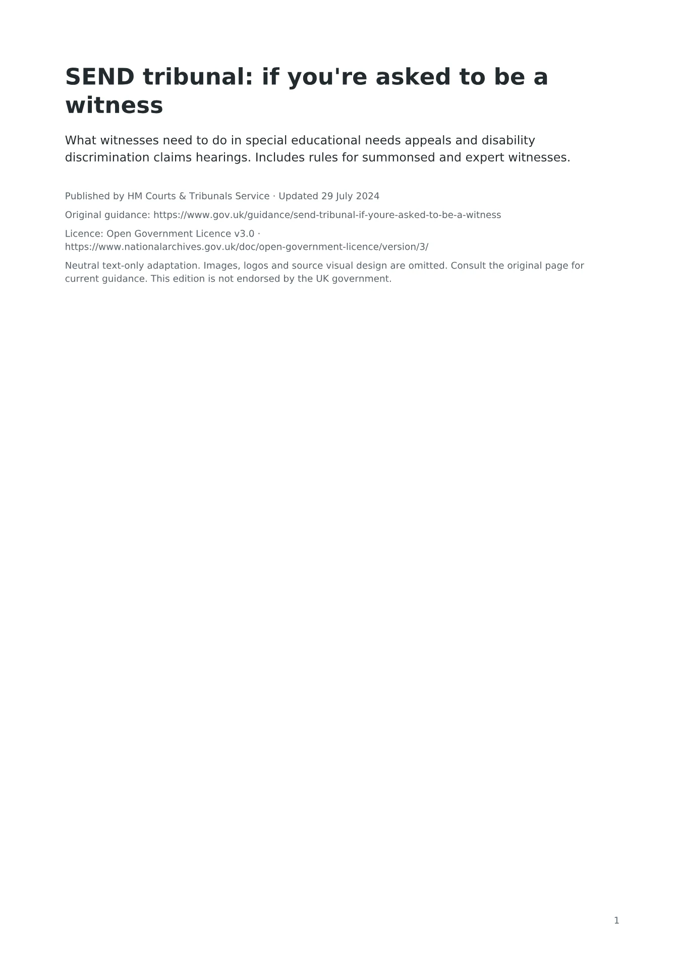 Cover of SEND tribunal: if you're asked to be a witness