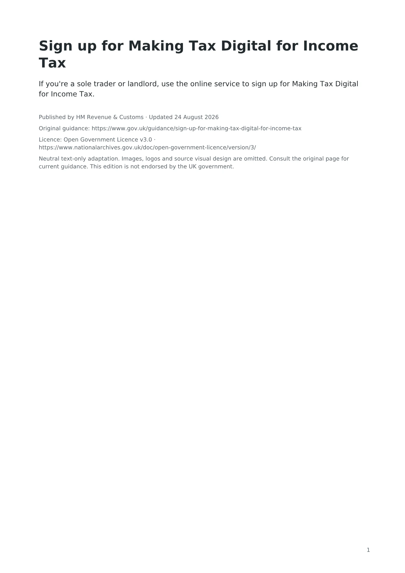 Cover of Sign up for Making Tax Digital for Income Tax