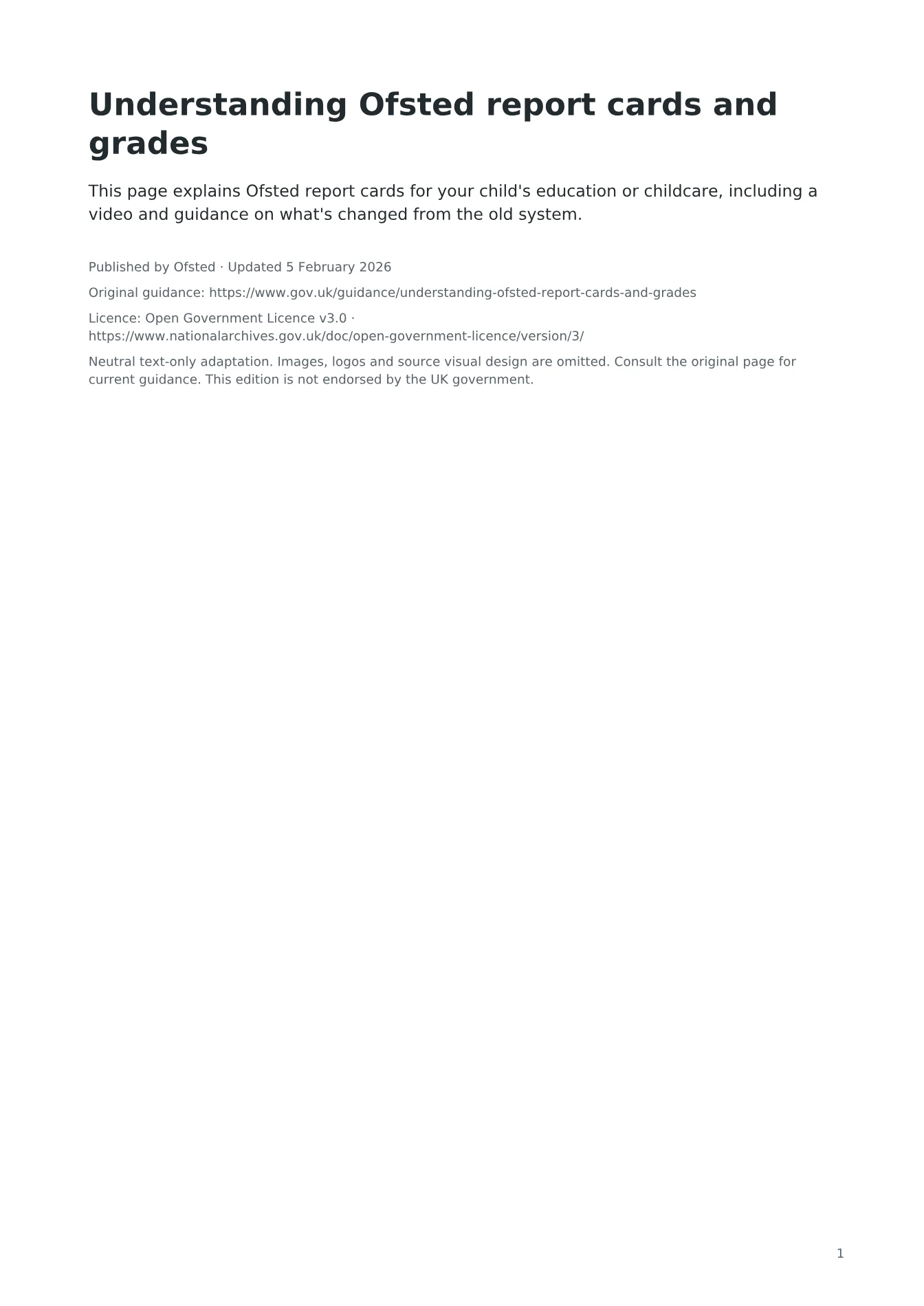 Cover of Understanding Ofsted report cards and grades