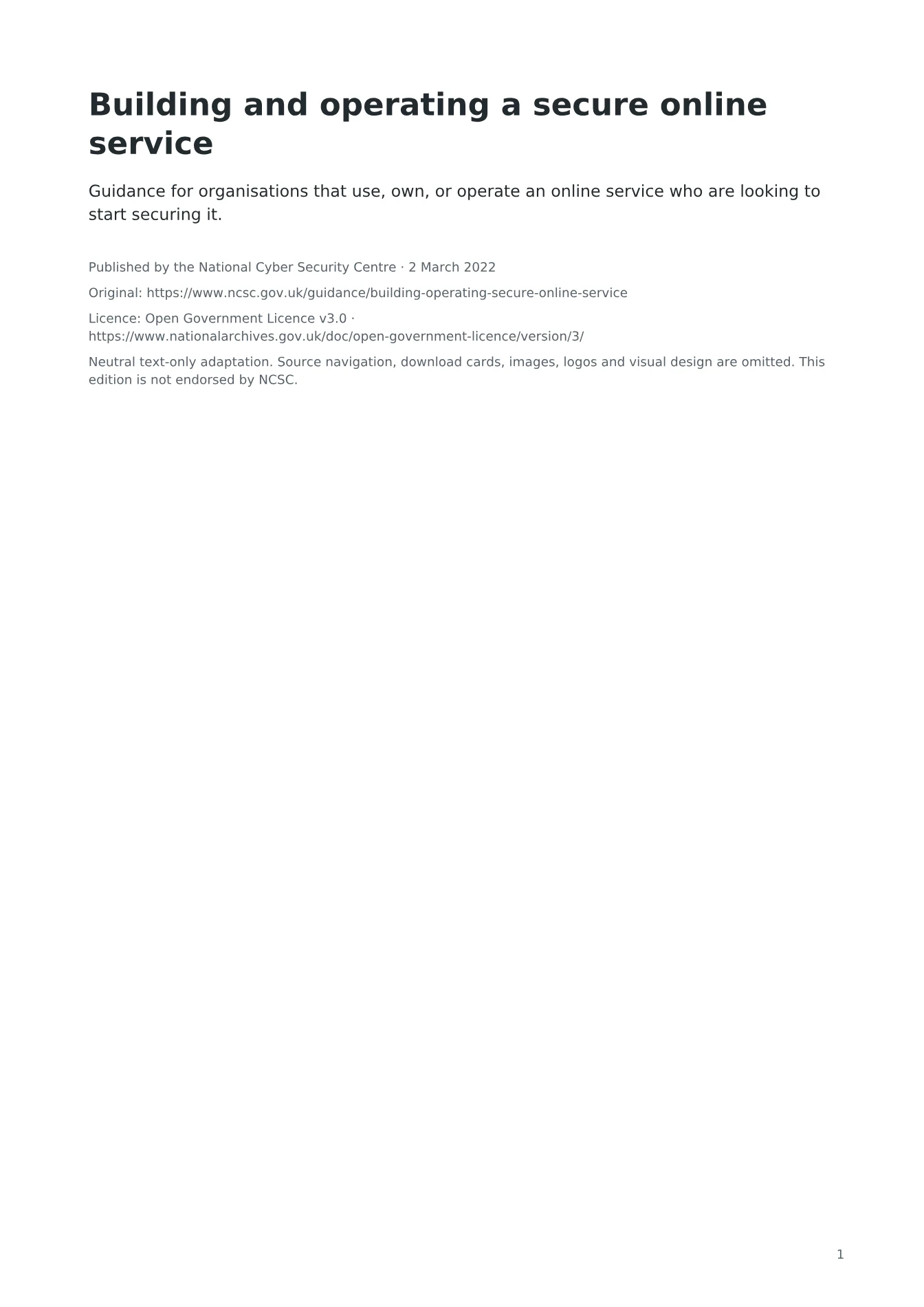 Cover of Building and operating a secure online service