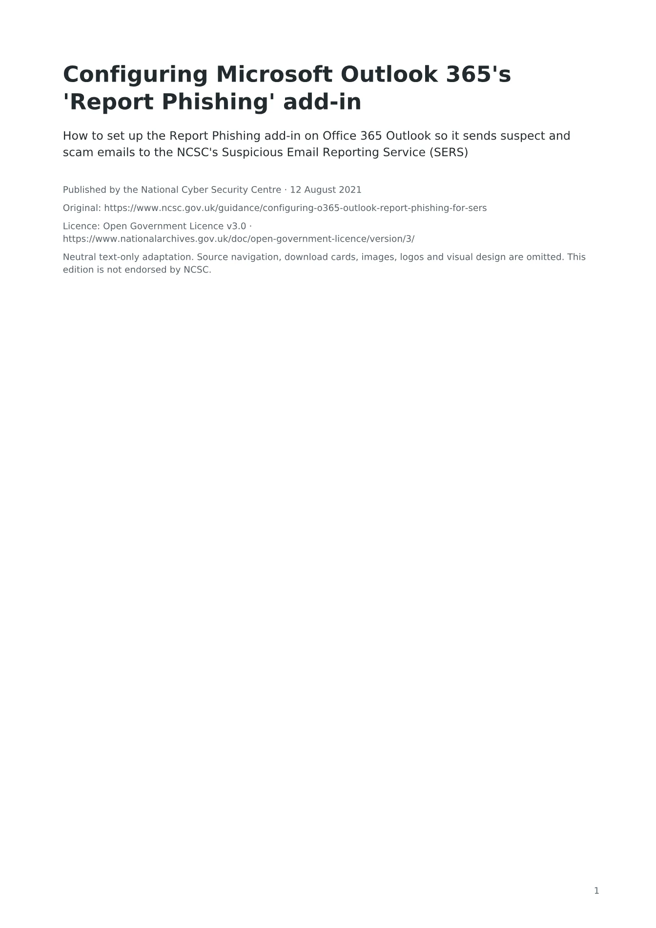 Cover of Configuring Microsoft Outlook 365's 'Report Phishing' add-in