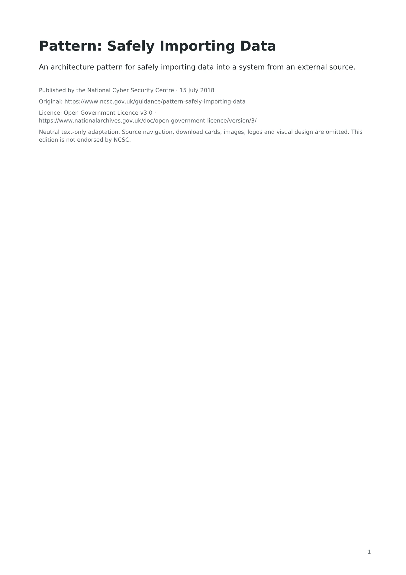 Cover of Pattern: Safely Importing Data