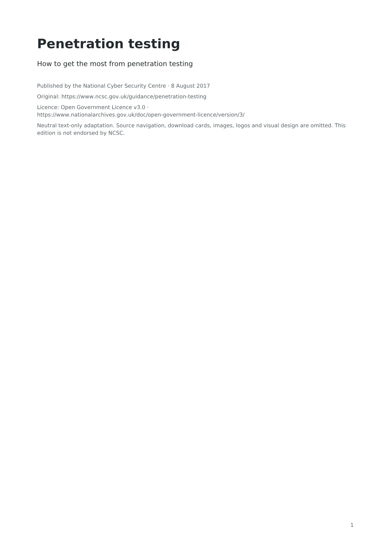 Cover of Penetration testing