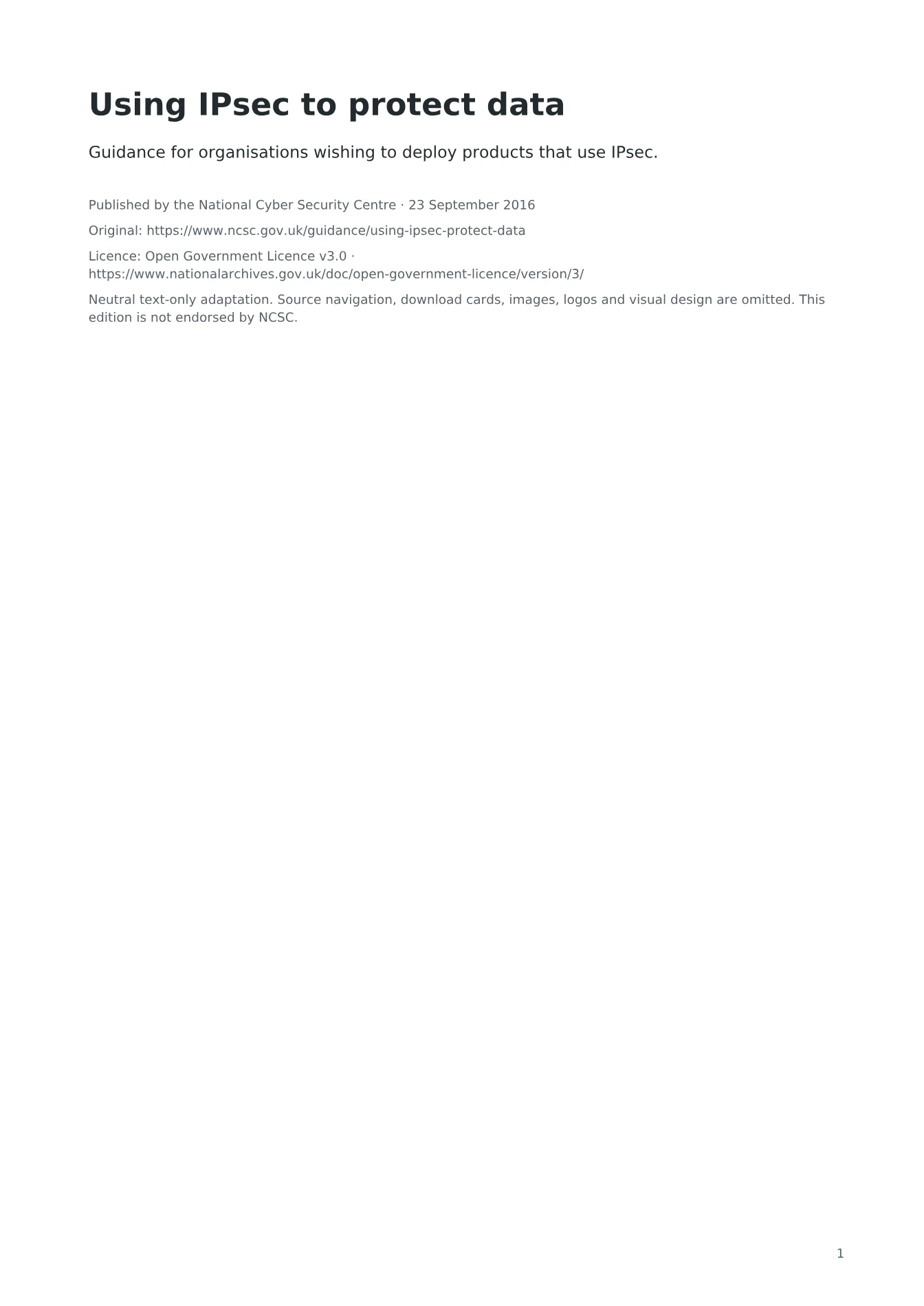 Cover of Using IPsec to protect data