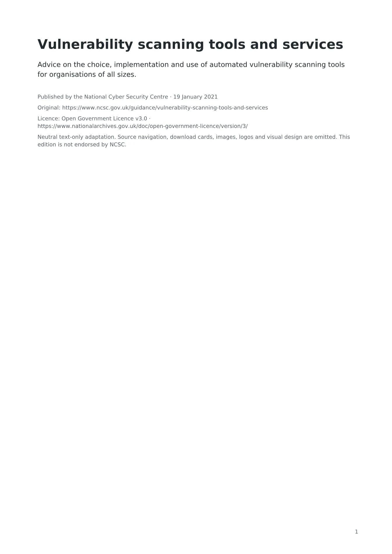 Cover of Vulnerability scanning tools and services