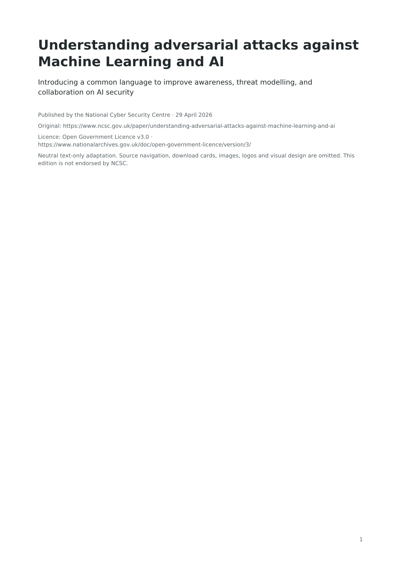Cover of Understanding adversarial attacks against Machine Learning and AI