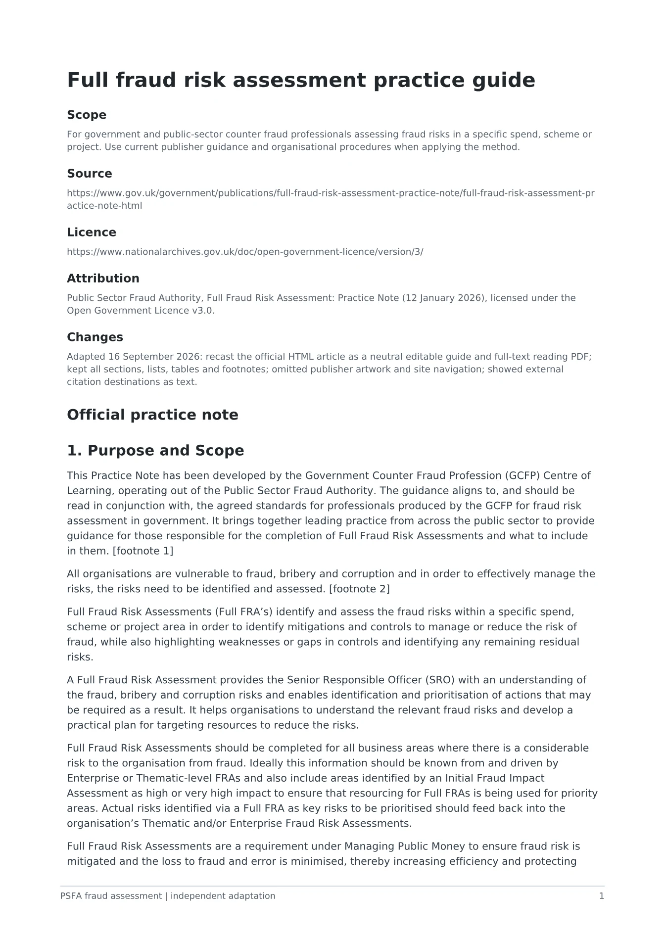 Cover of Full fraud risk assessment practice guide