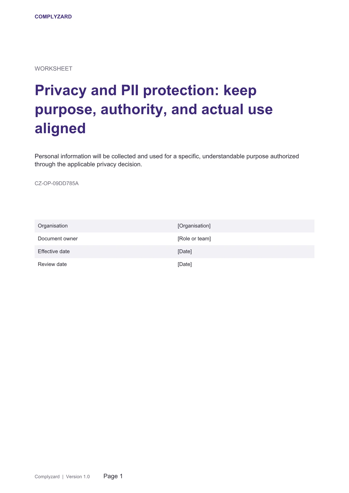 Cover of Privacy and PII protection: keep purpose, authority, and actual use aligned