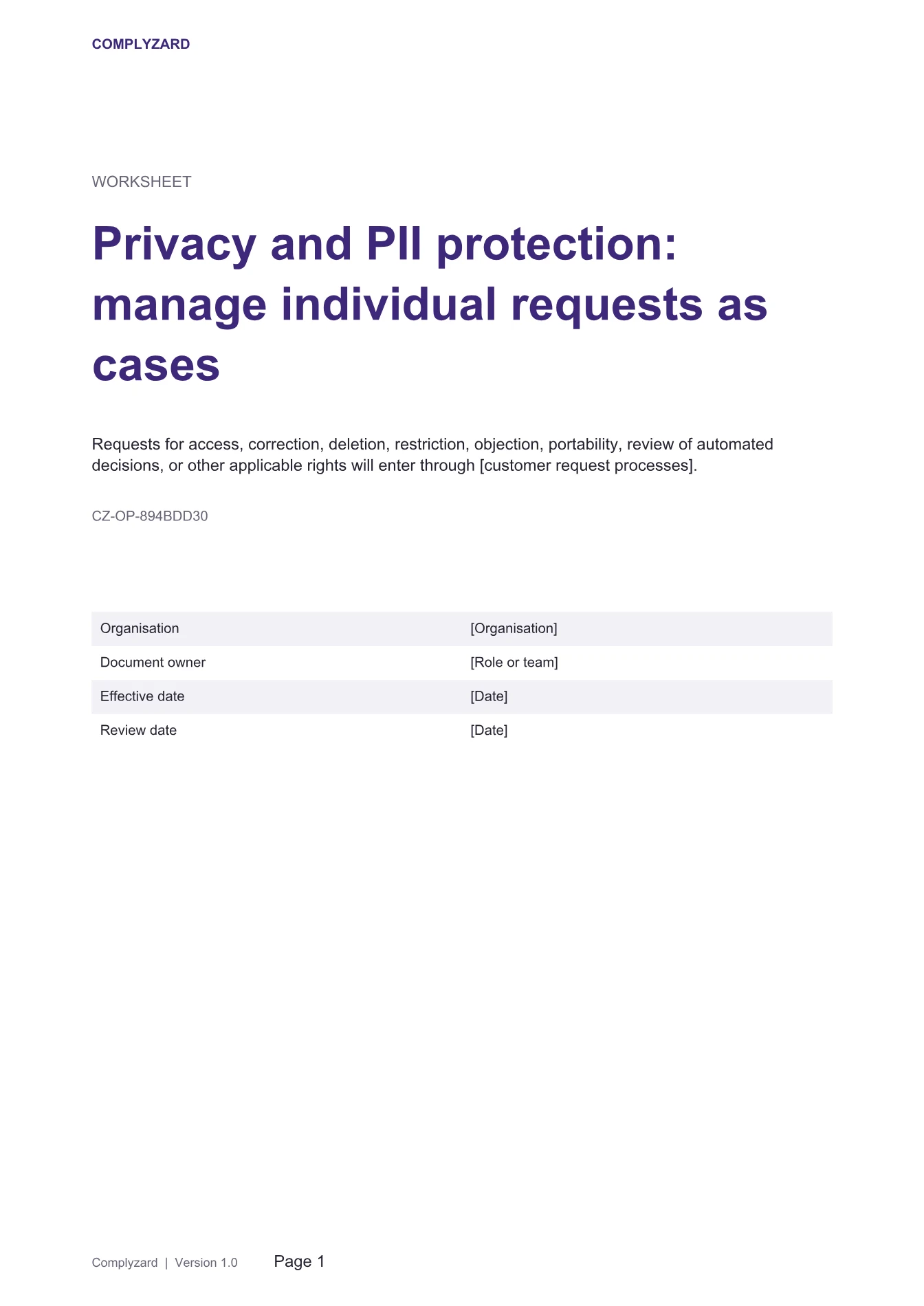 Cover of Privacy and PII protection: manage individual requests as cases