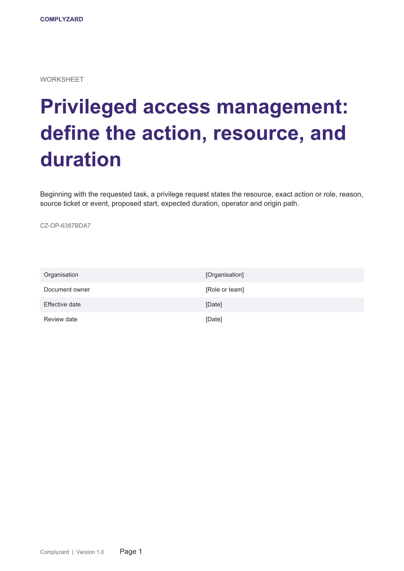 Cover of Privileged access management: define the action, resource, and duration