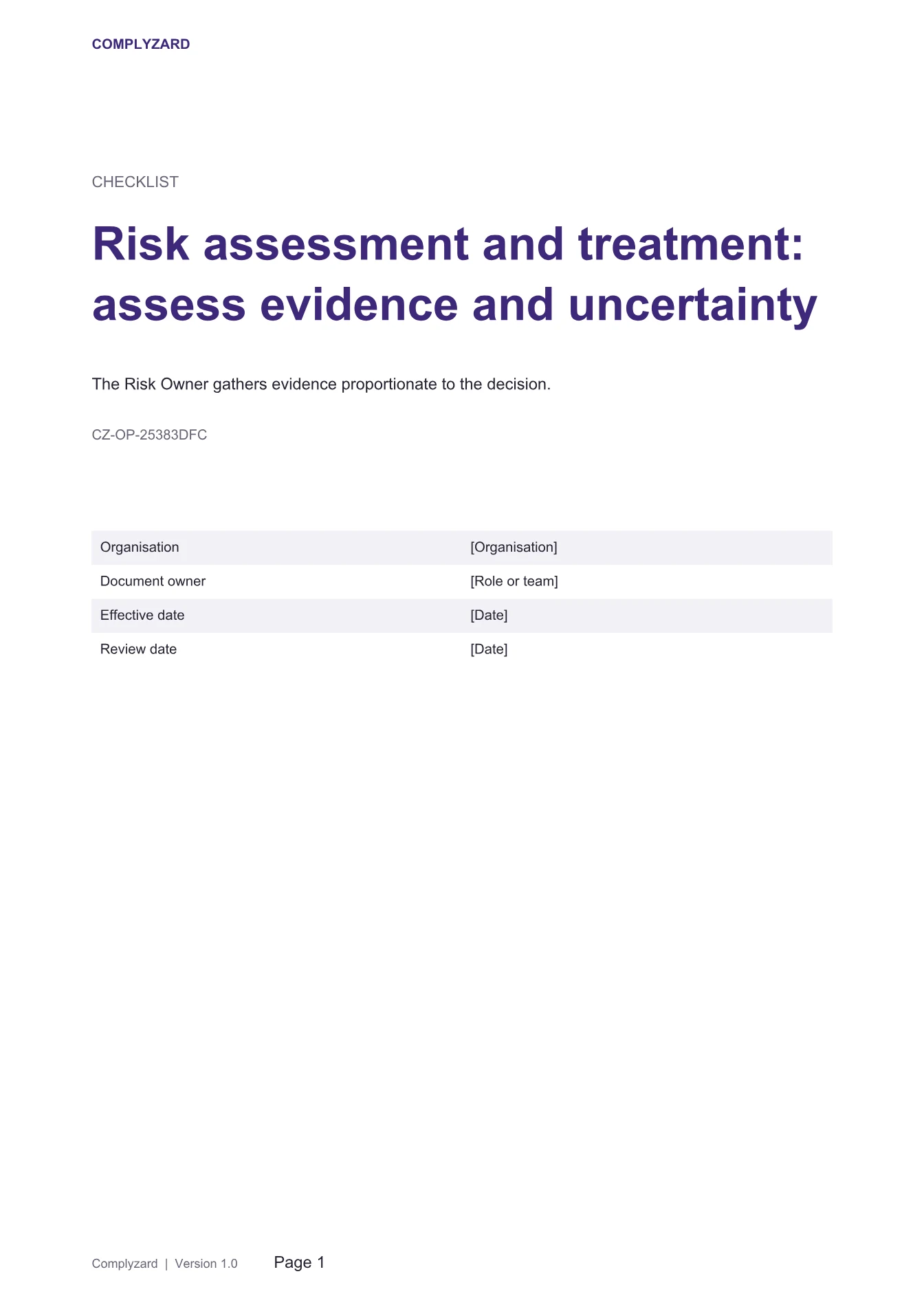 Cover of Risk assessment and treatment: assess evidence and uncertainty