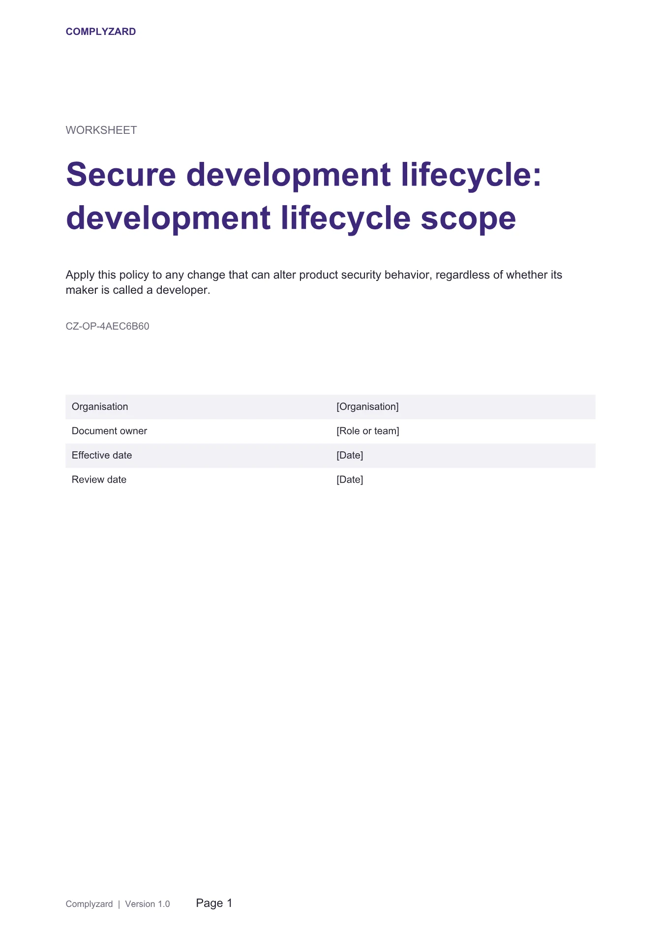 Cover of Secure development lifecycle: development lifecycle scope