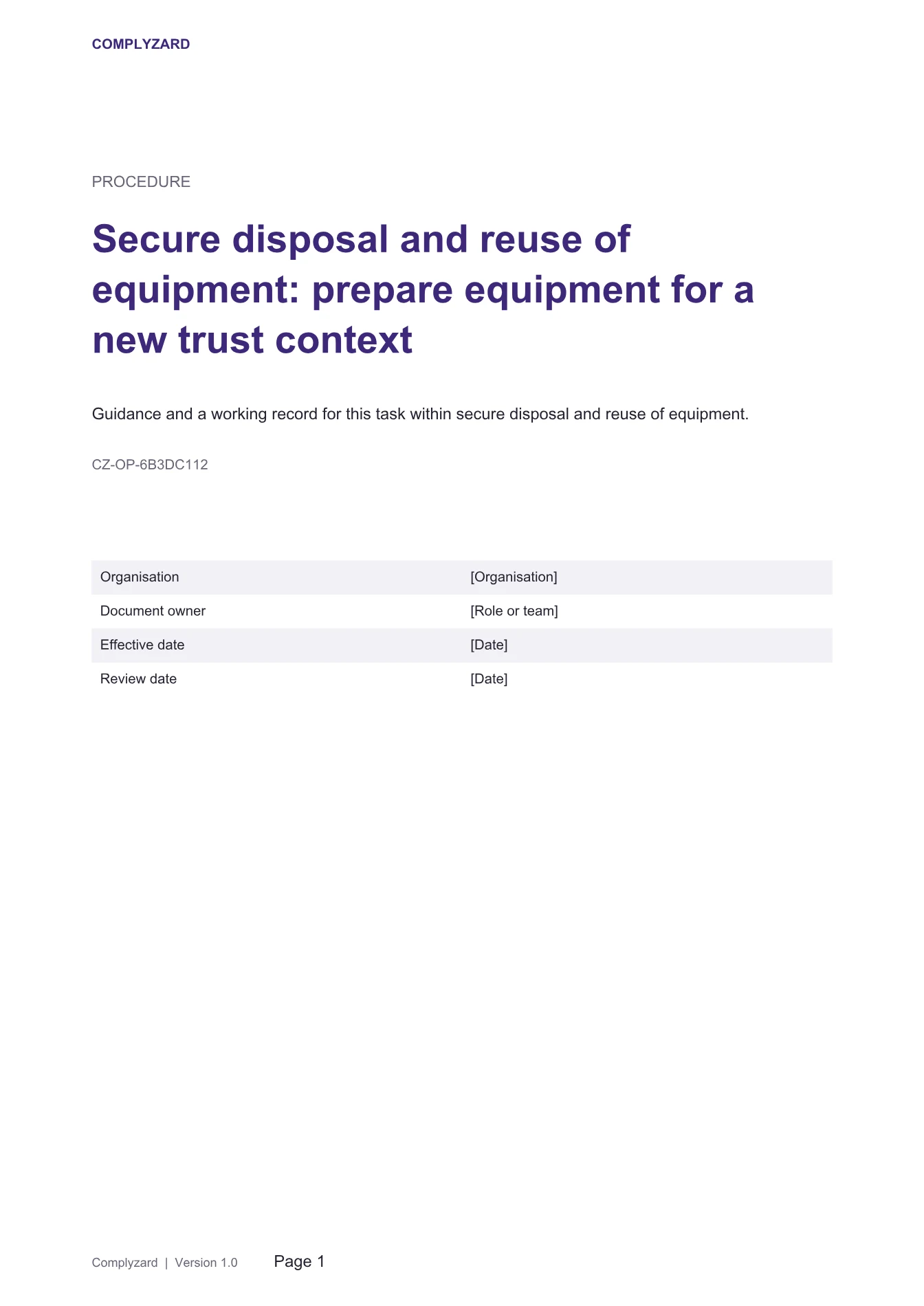 Cover of Secure disposal and reuse of equipment: prepare equipment for a new trust context