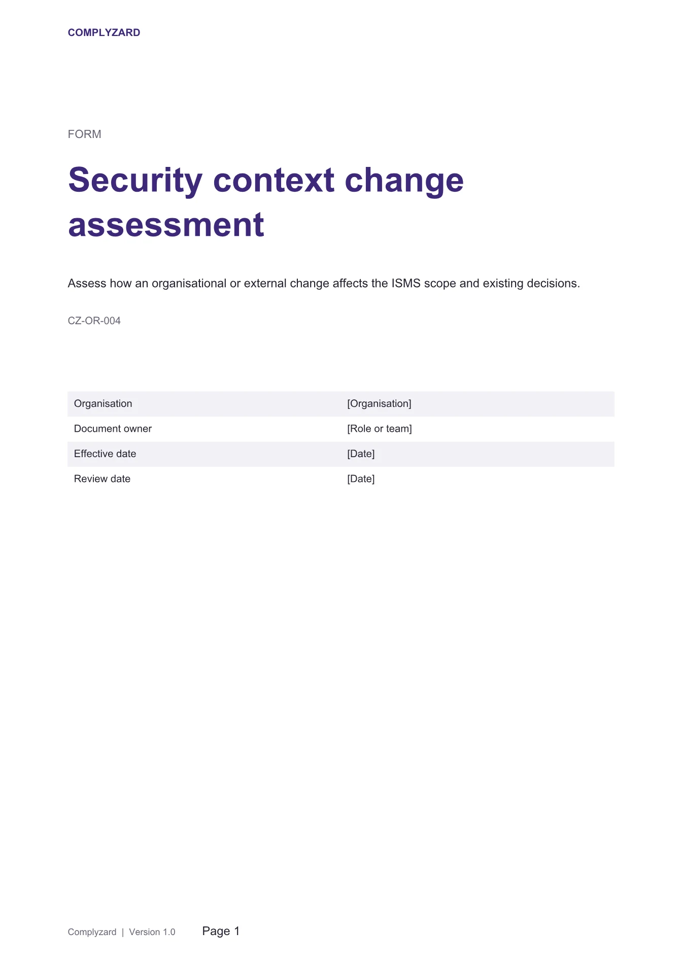 Cover of Security context change assessment