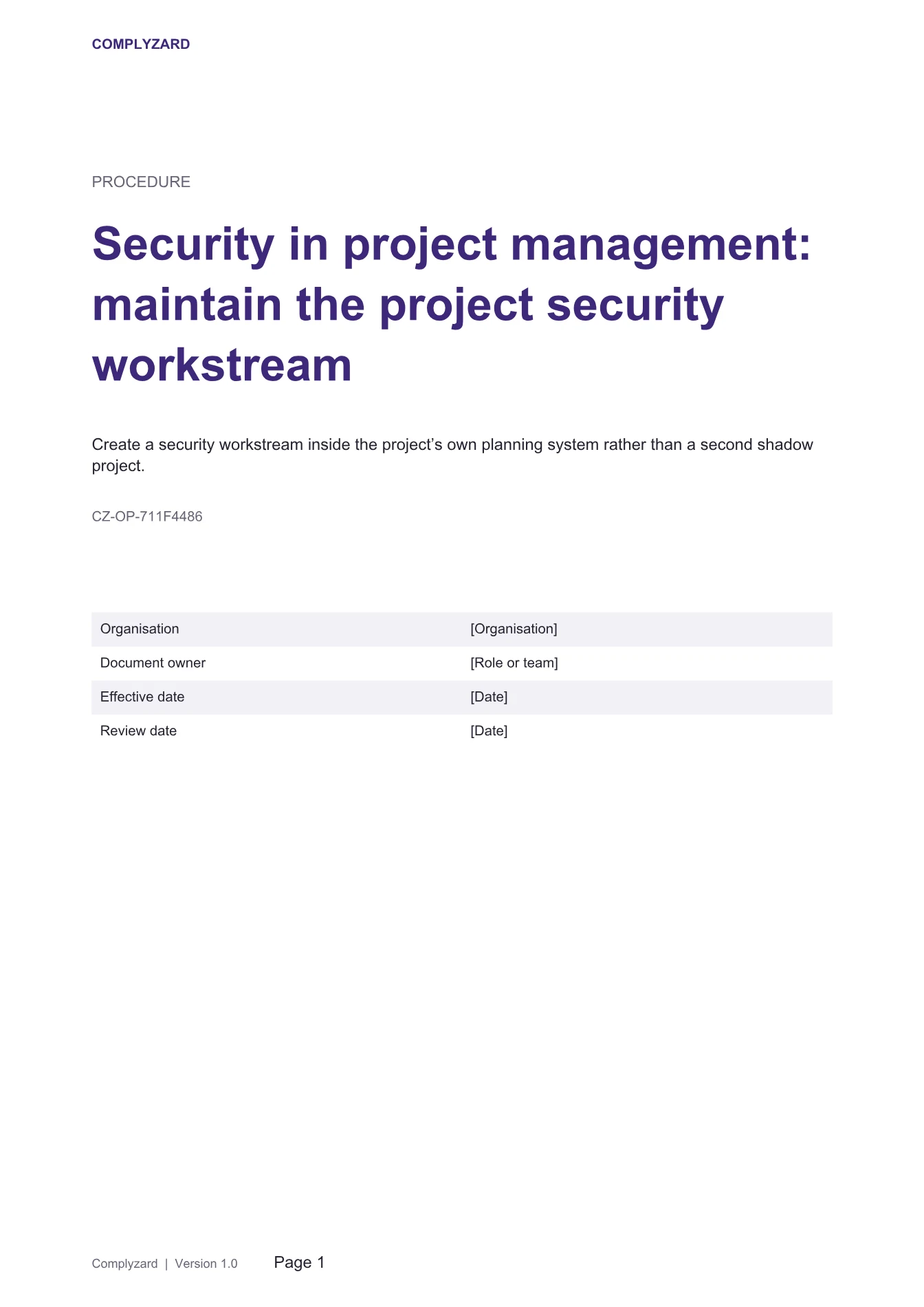 Cover of Security in project management: maintain the project security workstream