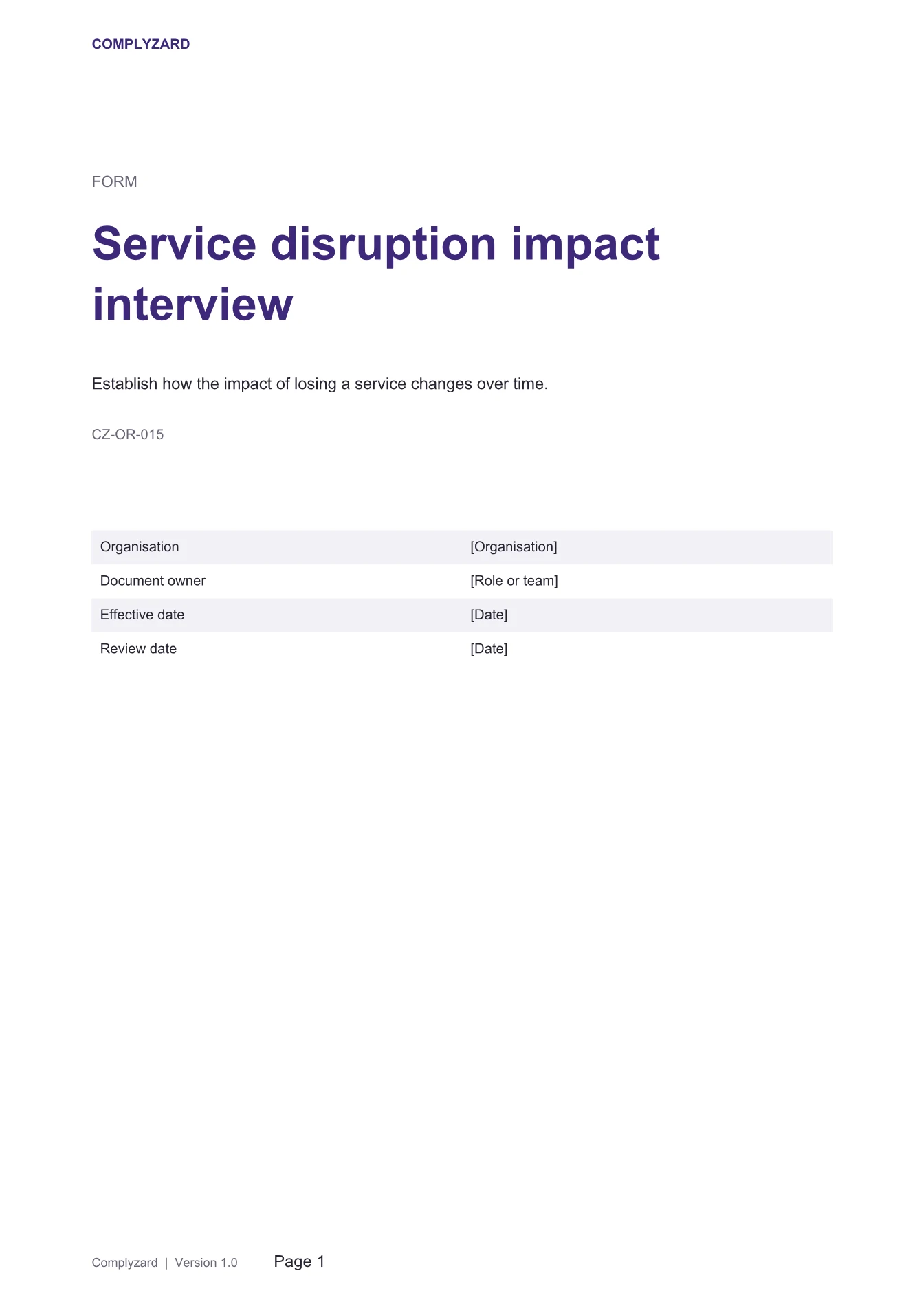 Cover of Service disruption impact interview