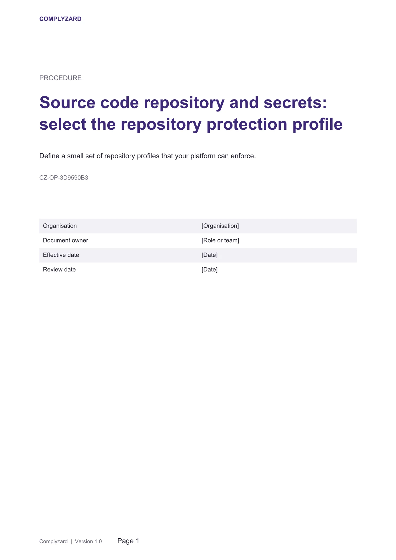 Cover of Source code repository and secrets: select the repository protection profile