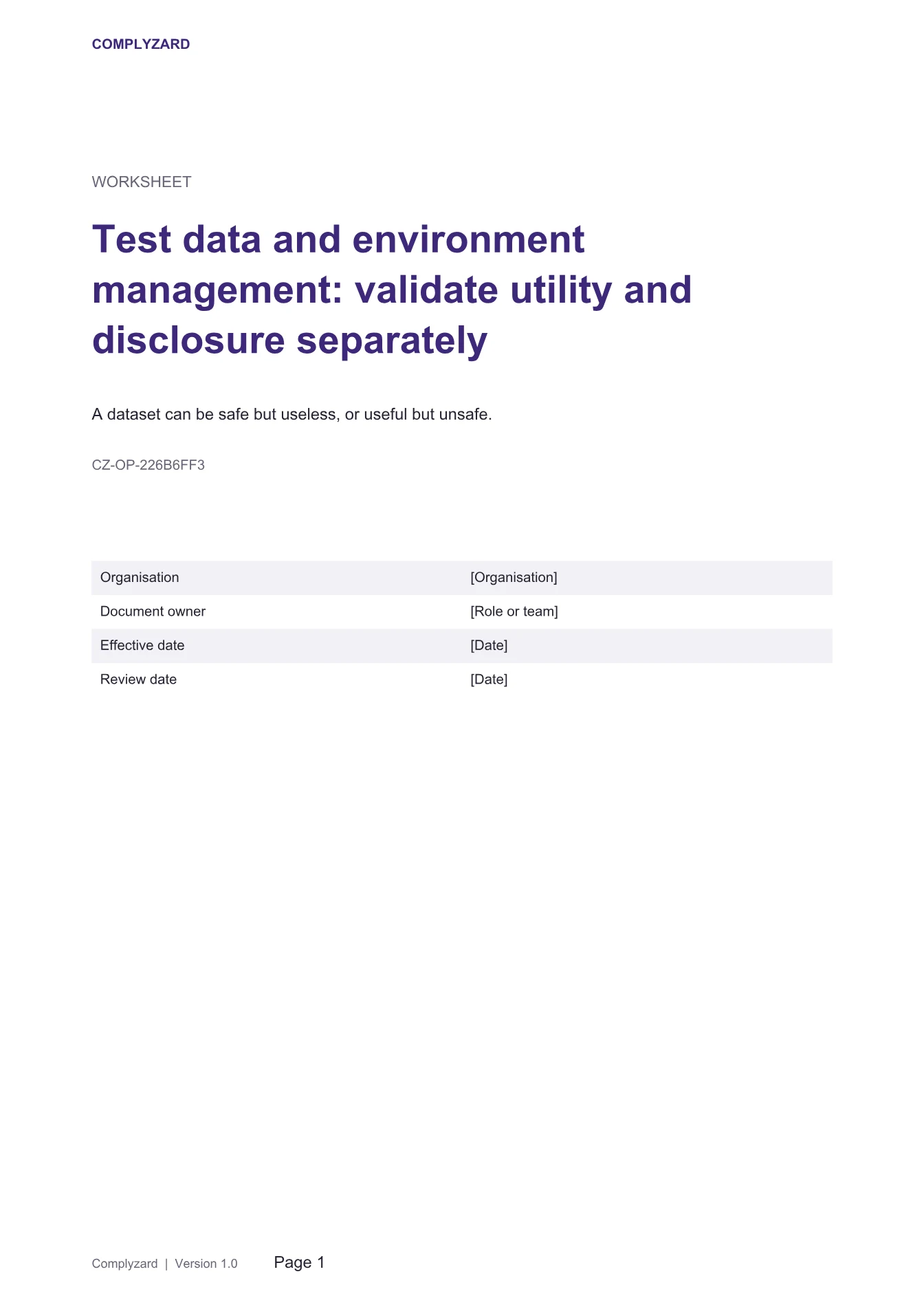 Cover of Test data and environment management: validate utility and disclosure separately