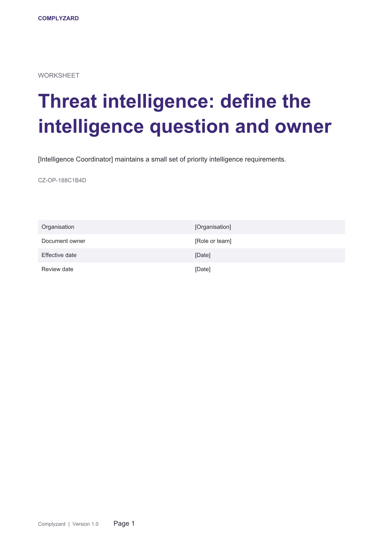 Cover of Threat intelligence: define the intelligence question and owner